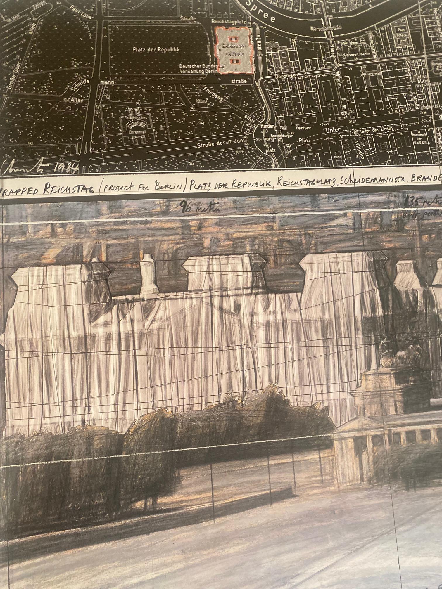 Wrapped Reichstag - original Christo modern art lithograph Berlin Reichstag For Sale 2