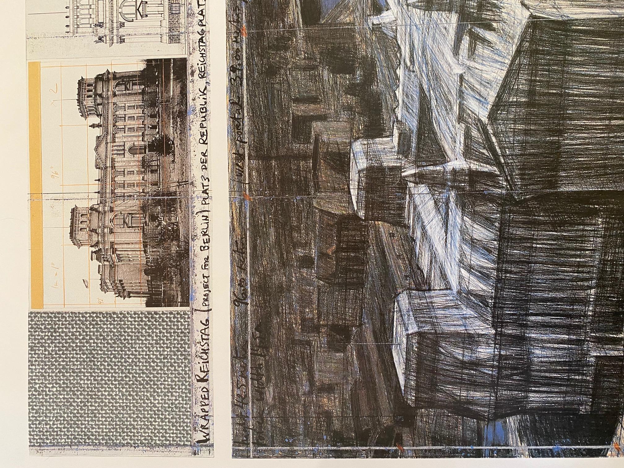 Wrapped Reichstag - original Christo modern art lithograph Berlin Reichstag 1