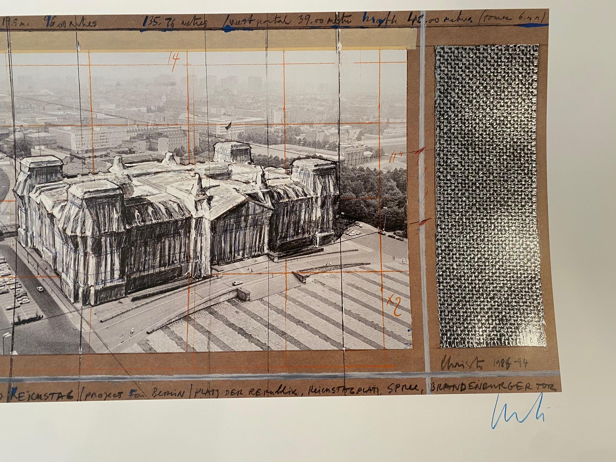 Wrapped Reichstag - original Christo modern art lithograph Berlin Reichstag For Sale 4