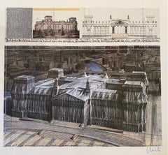 Wrapped Reichstag - original Christo modern art lithograph Berlin Reichstag