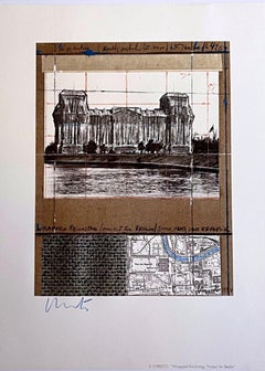 Wrapped Reichstag: Project for Berlin (collage with raised thermal silver paper)