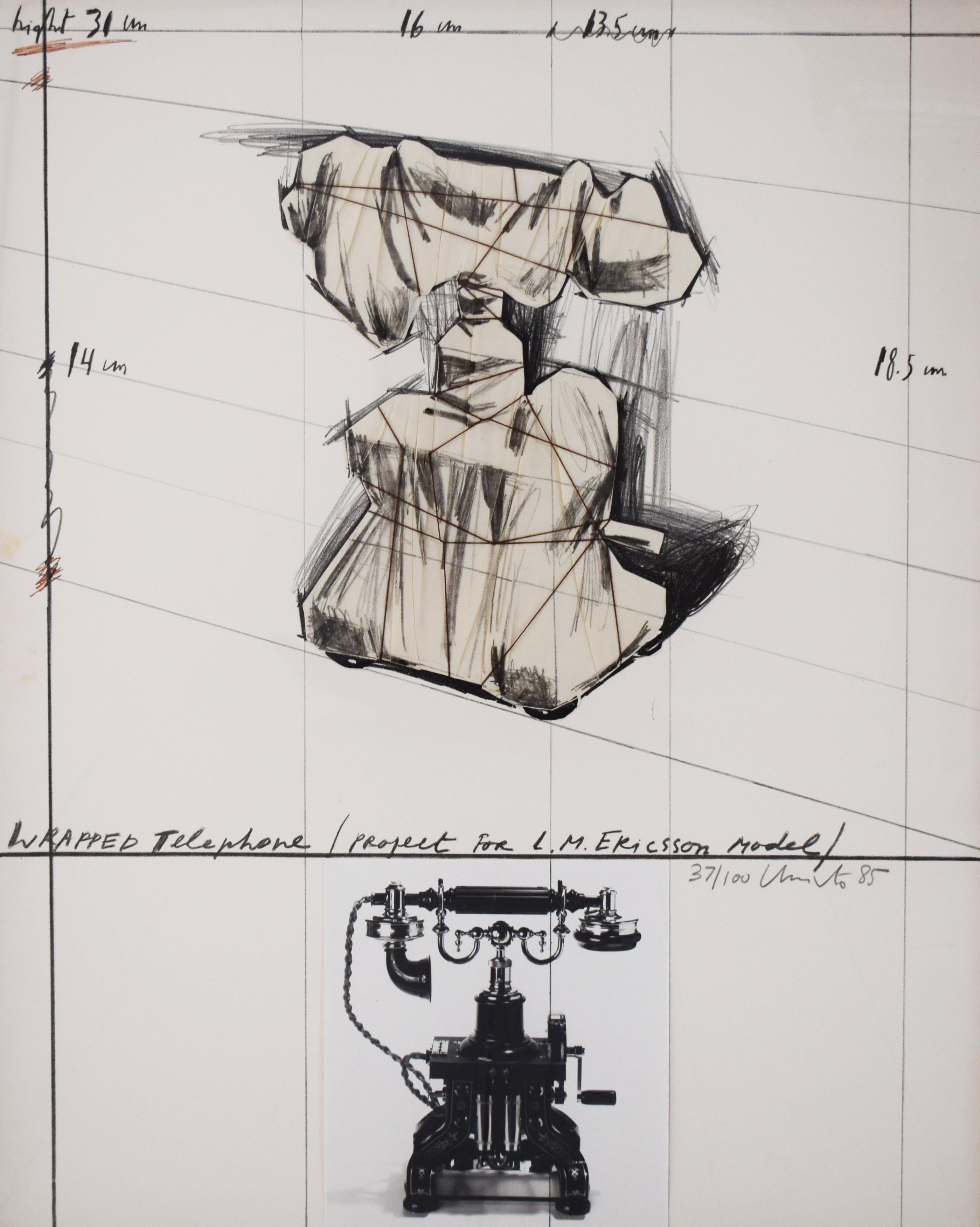 Christo Still-Life Print - Wrapped Telephone, Project for L. M. Ericsson Model - Ericsson