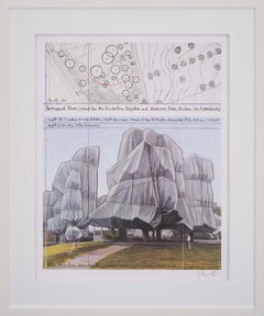 Wrapped Trees - Original Christo Moderne Kunstlithographie Landschaft Schweiz