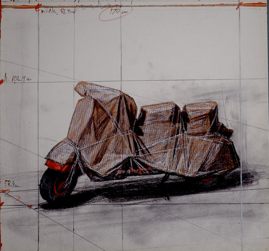 Christo Still-Life Print - Wrapped Vespa (Project) - Vespa Motorcycle