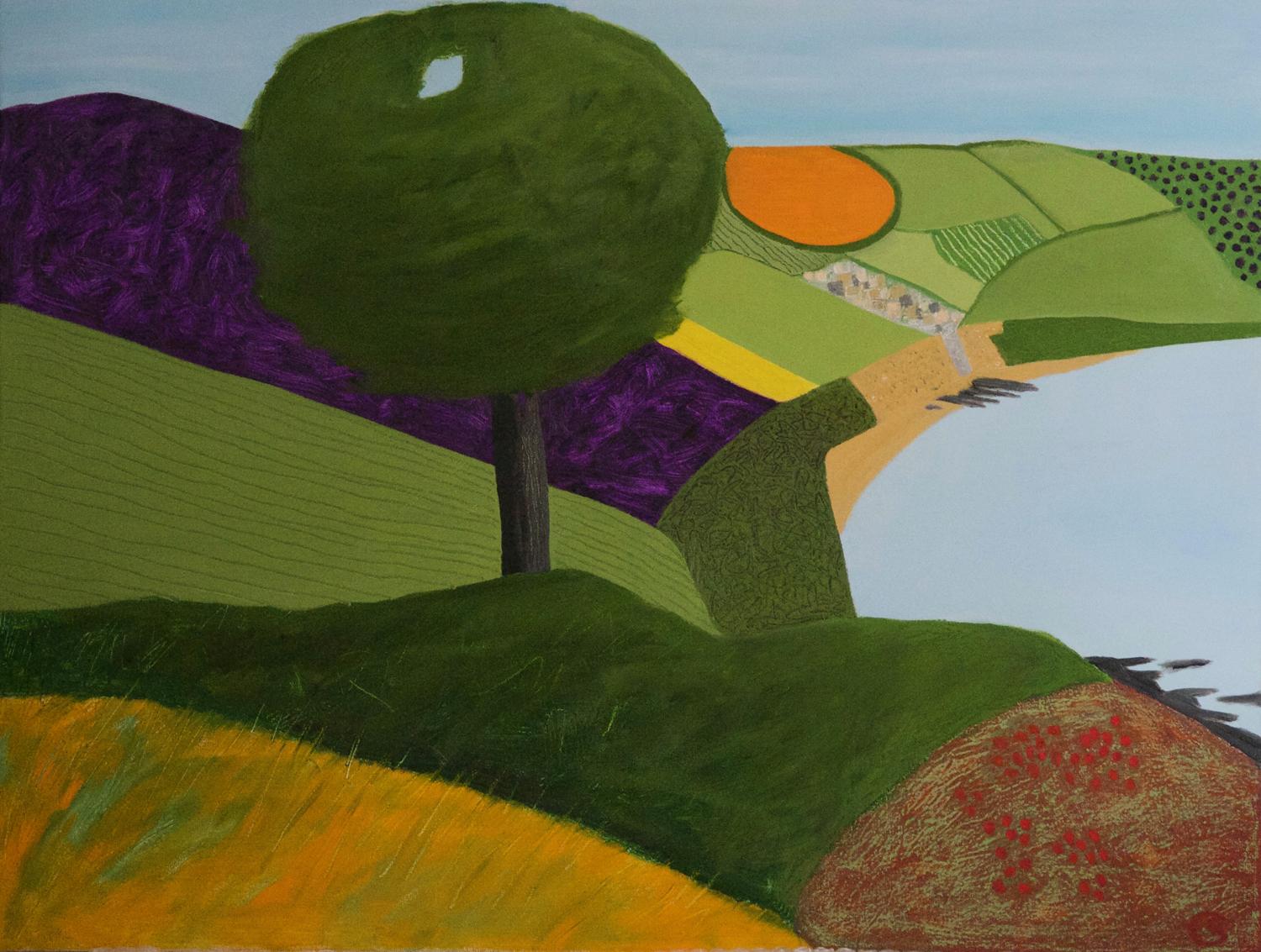 Christo Sharpe Landscape Painting - Gerrans Bay, Cornwall, landscape art, abstract art, affordable art, original art