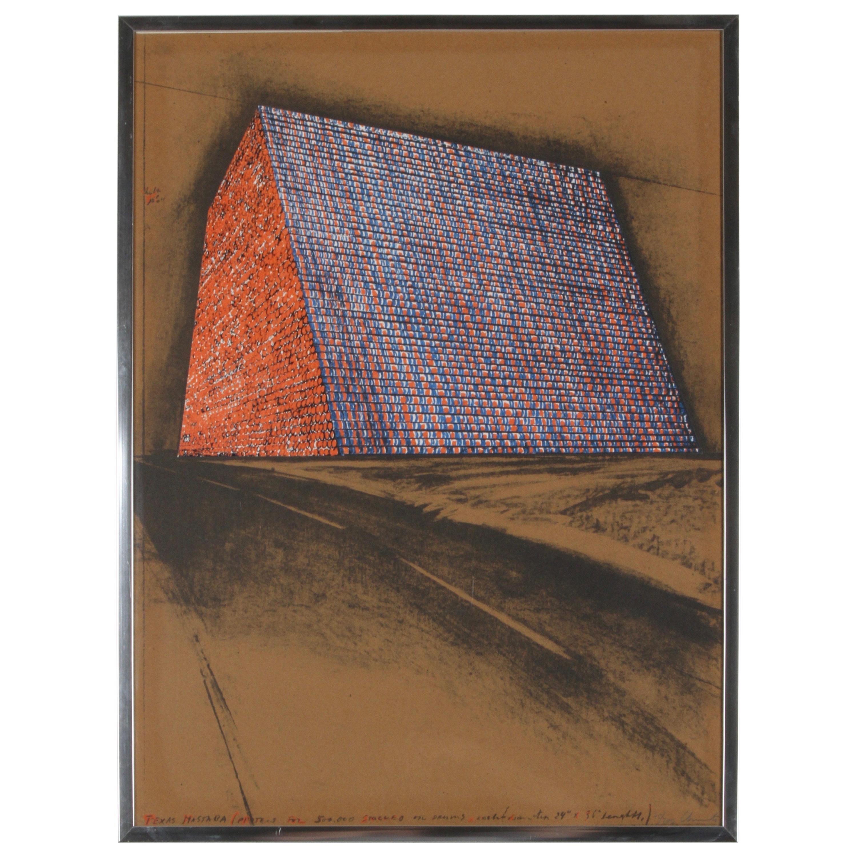 Christo, Texas Mastra Project for 500,000 Stacked Oil Drums, Signed Lithograph