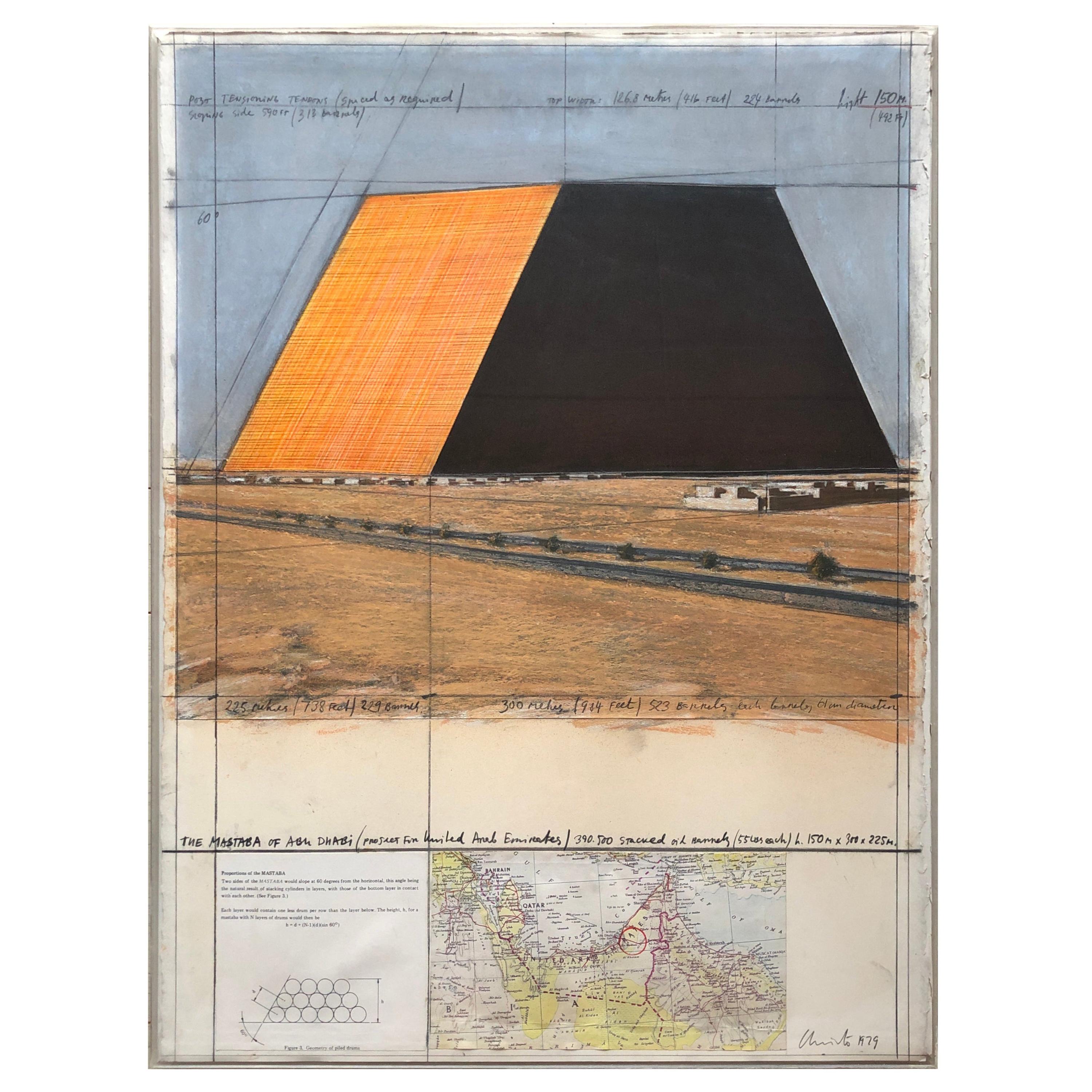 The Mastaba by Christo Javacheff Project for United Arab Emirates Collage 1979 en vente