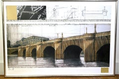 Christo The Pont Neuf Wrapped mixed media glue original fabric hand signed