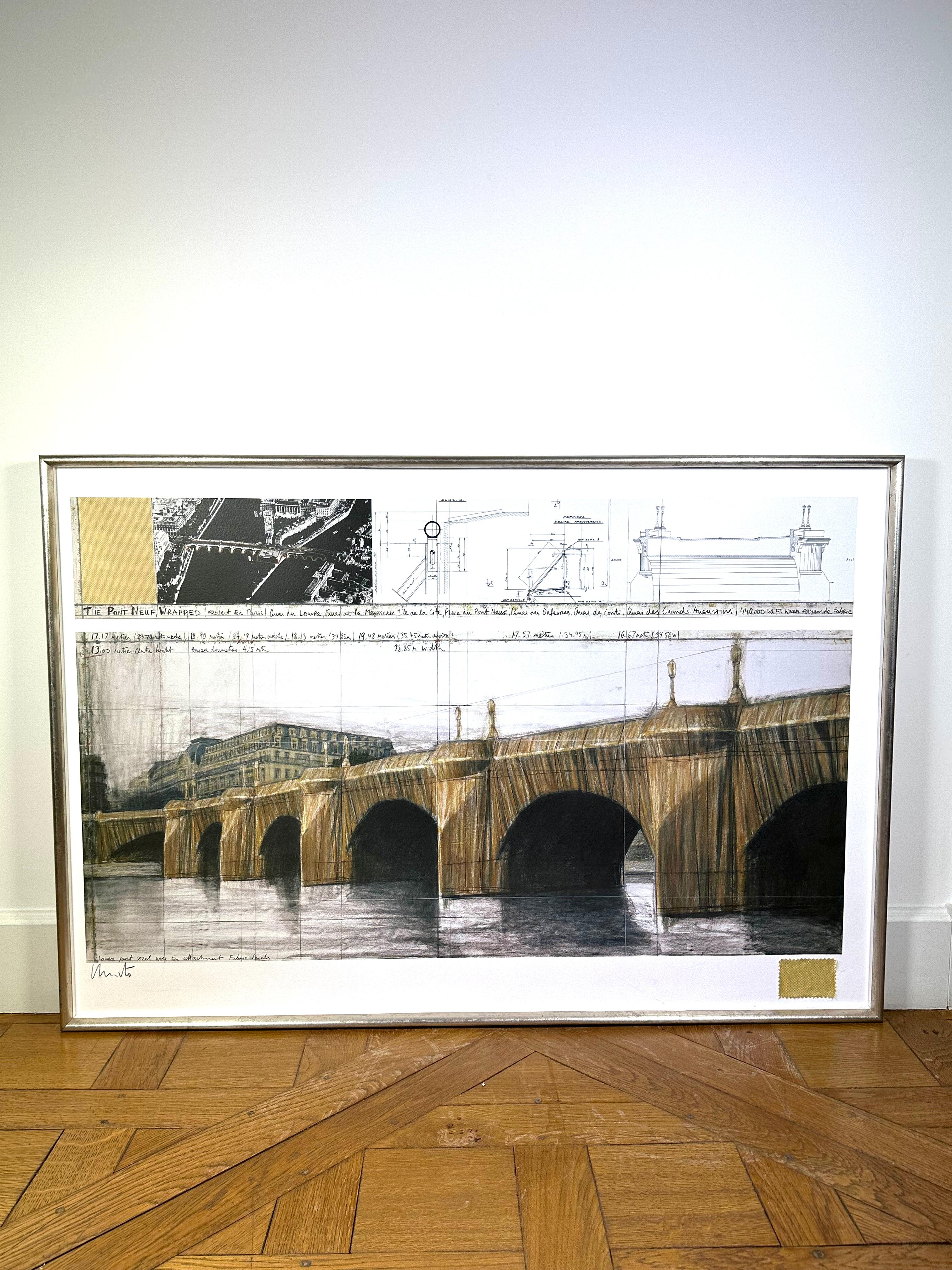 Christo The Pont Neuf Umwickelter Original-Stoff mit Mischtechnik-Leim, handsigniert im Zustand „Gut“ im Angebot in Paris, FR