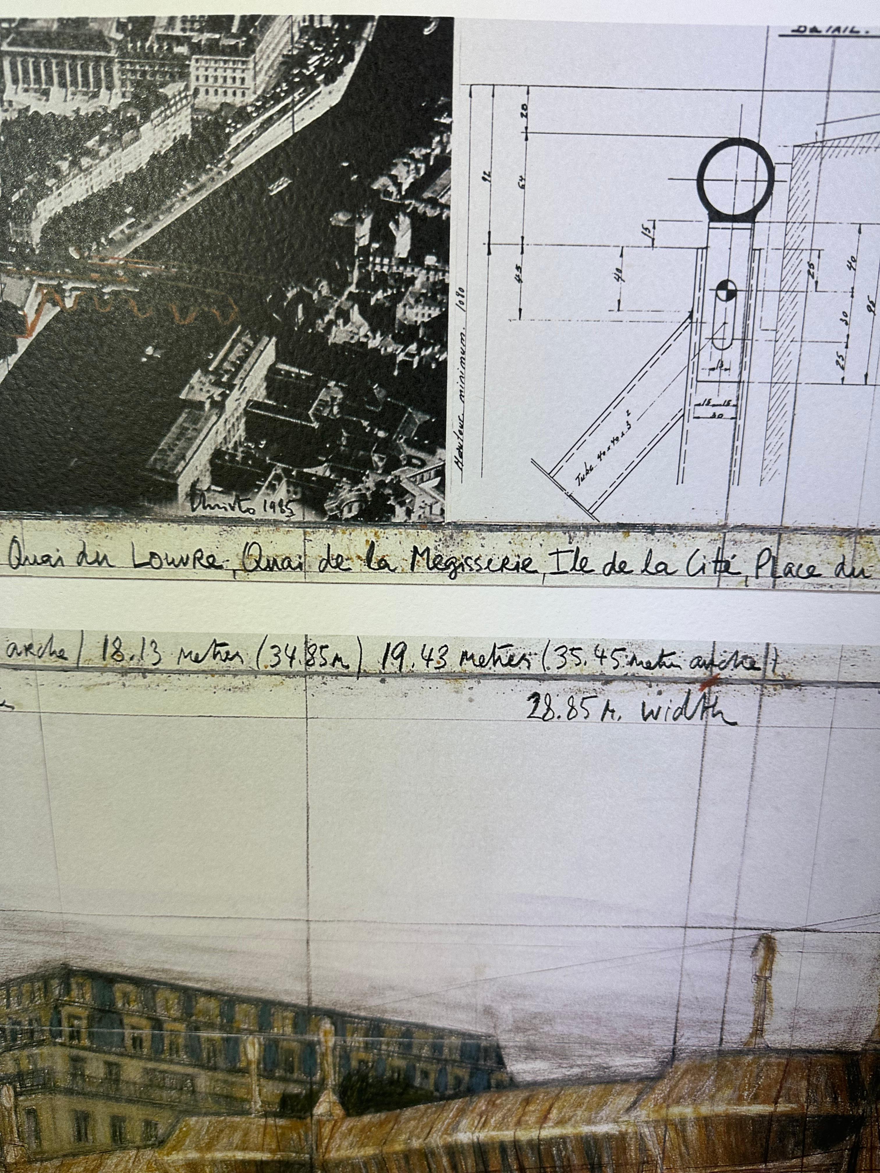 Christo The Pont Neuf Umwickelter Original-Stoff mit Mischtechnik-Leim, handsigniert (20. Jahrhundert) im Angebot