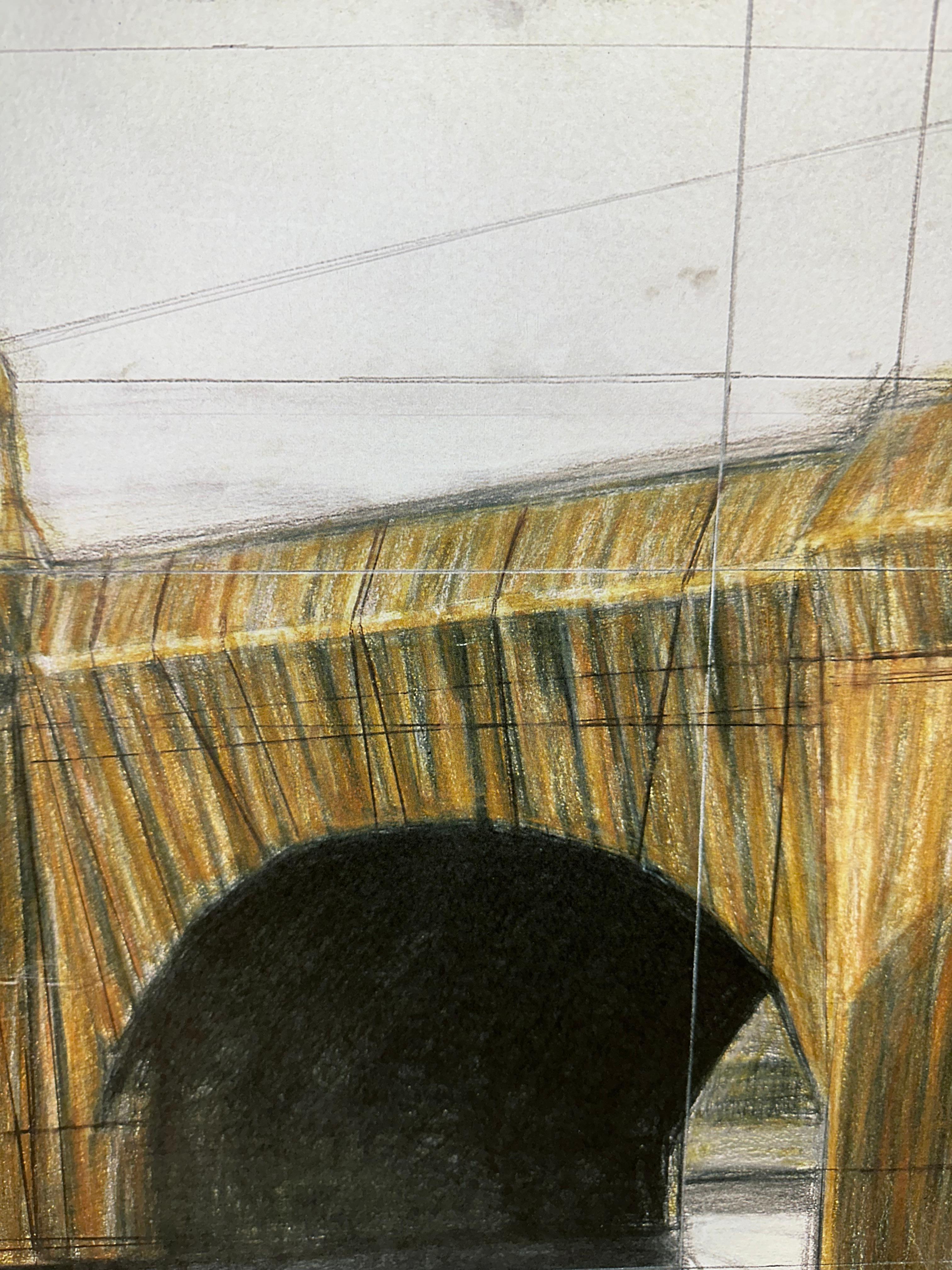 Christo The Pont Neuf Umwickelter Original-Stoff mit Mischtechnik-Leim, handsigniert im Angebot 3