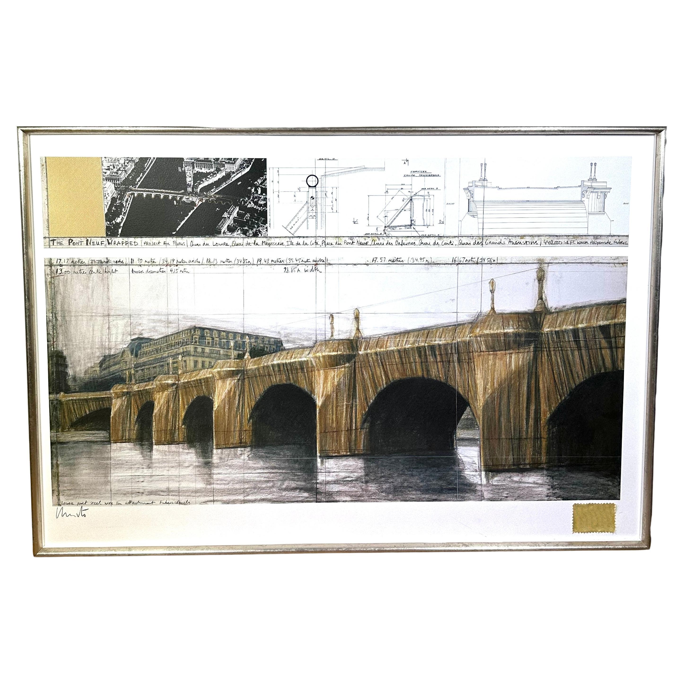 Christo El Pont Neuf Envuelto técnica mixta pegamento tela original firmado a mano