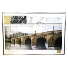 Christo The Pont Neuf Umwickelter Original-Stoff mit Mischtechnik-Leim, handsigniert