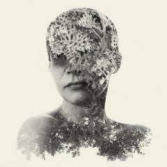 Guardian - black and white portrait and nature multi exposure photograph