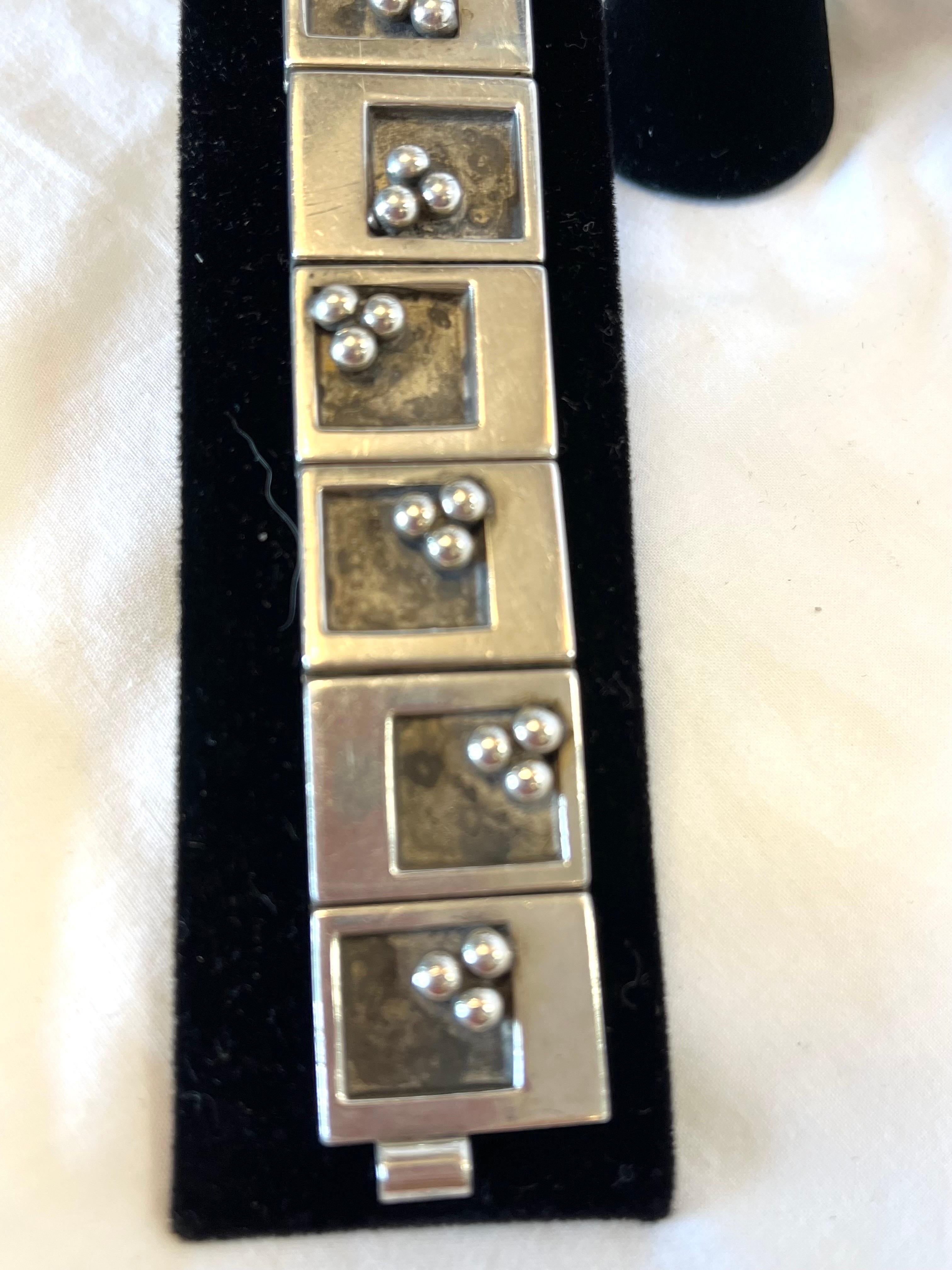 Hand-Crafted Christoffersen Modern Jewelry Sterling Bracelet Pin Earring International Silver For Sale