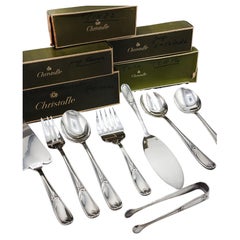 Vintage Christofle 117-piece "Grand Bourg" silver plated cutlery set