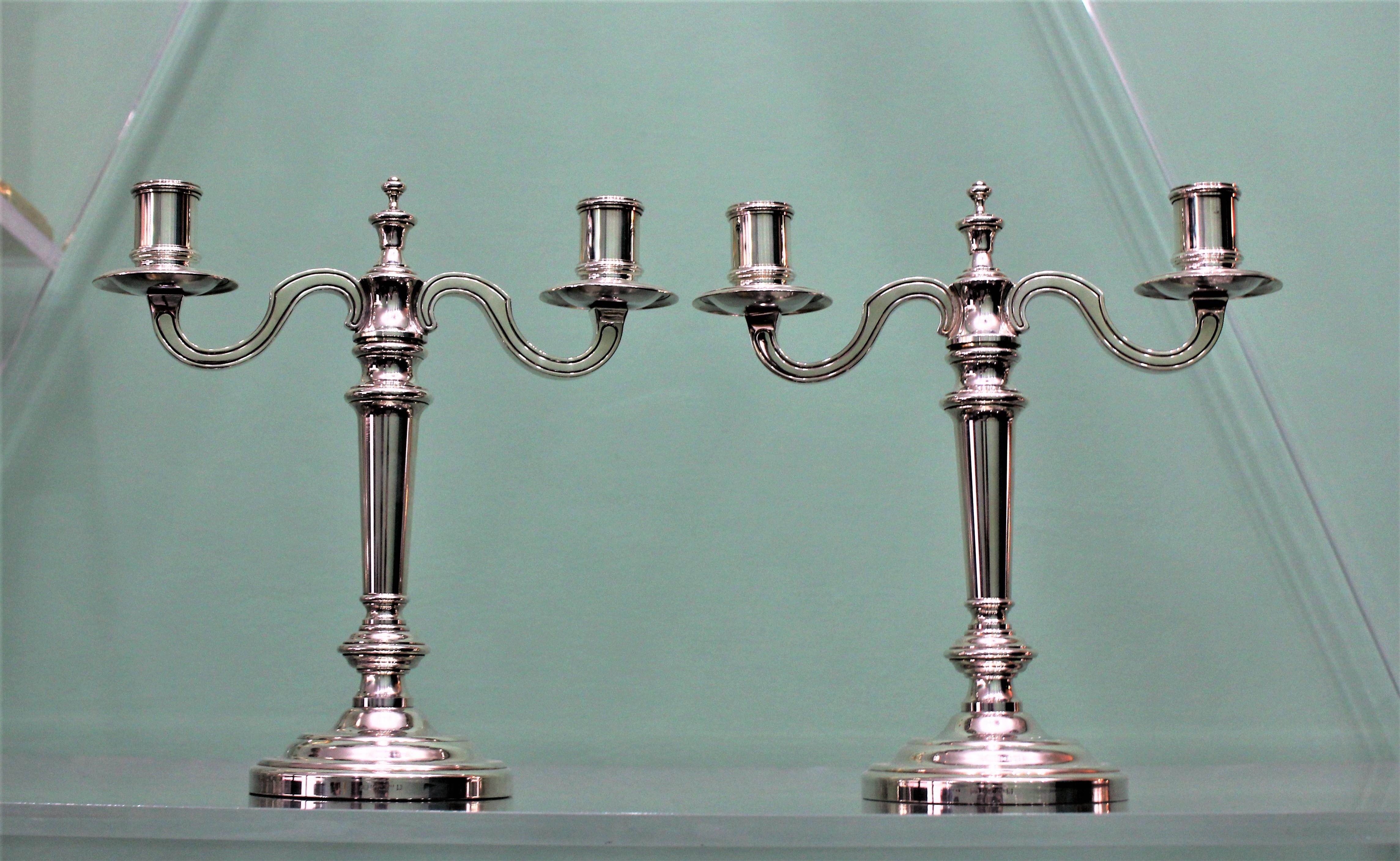 Christofle 20th Century French Silver Plated Pair of Candlesticks, 1970s In Good Condition For Sale In Florence, IT