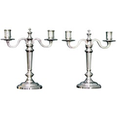 Christofle 20th Century French Silver Plated Pair of Candlesticks, 1970s