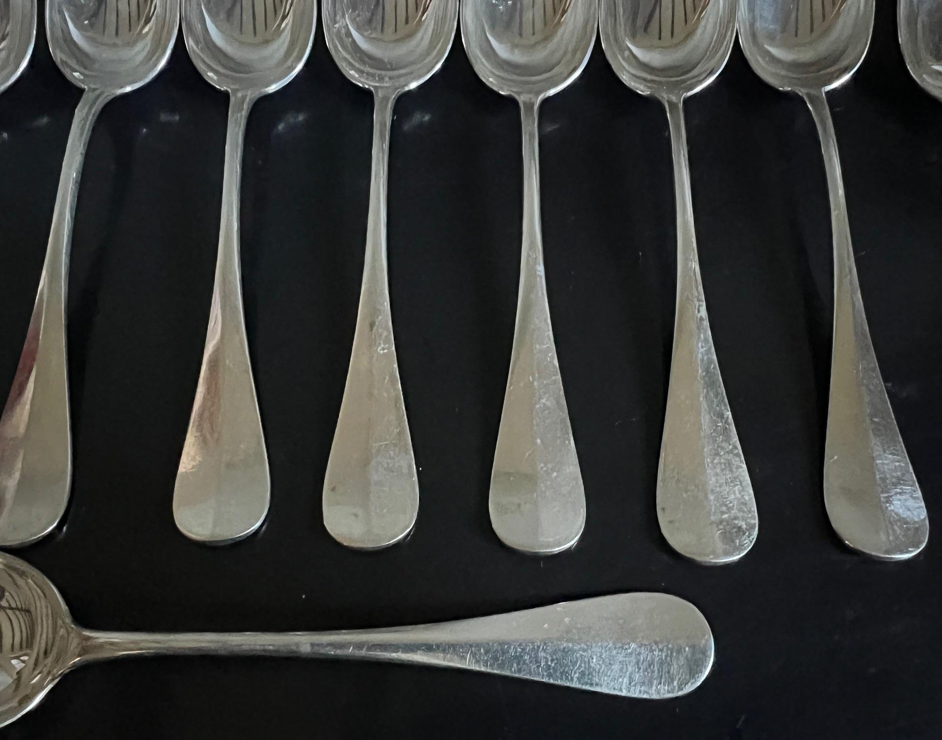 Christofle French Silverplate 24 Piece Flatware Set in Baguette Pattern For Sale 4