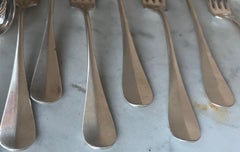 Christofle French Silverplate 24 Piece Flatware Set in Baguette Pattern