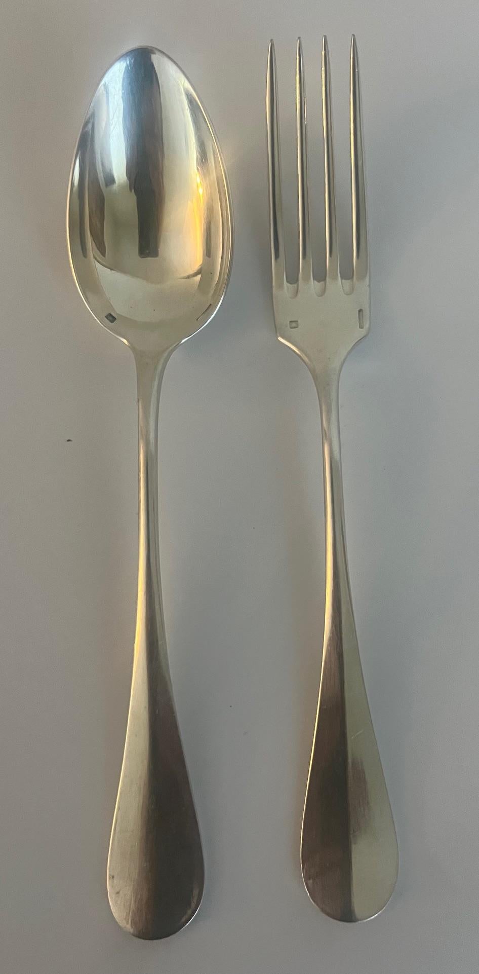 Late 19th Century Christofle French Silverplate 24 Piece Flatware Set in Baguette Pattern For Sale