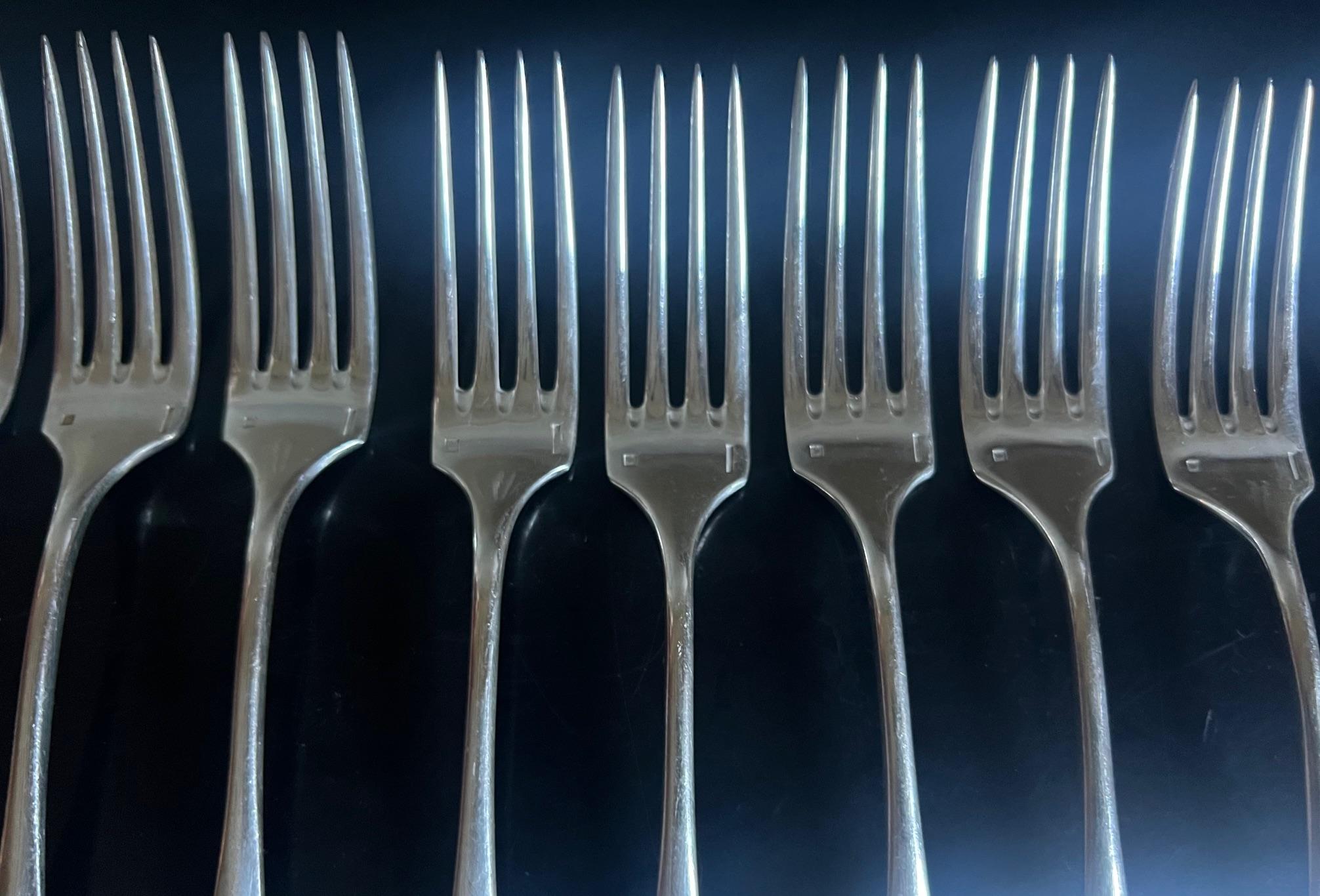 Christofle French Silverplate 24 Piece Flatware Set in Baguette Pattern For Sale 1