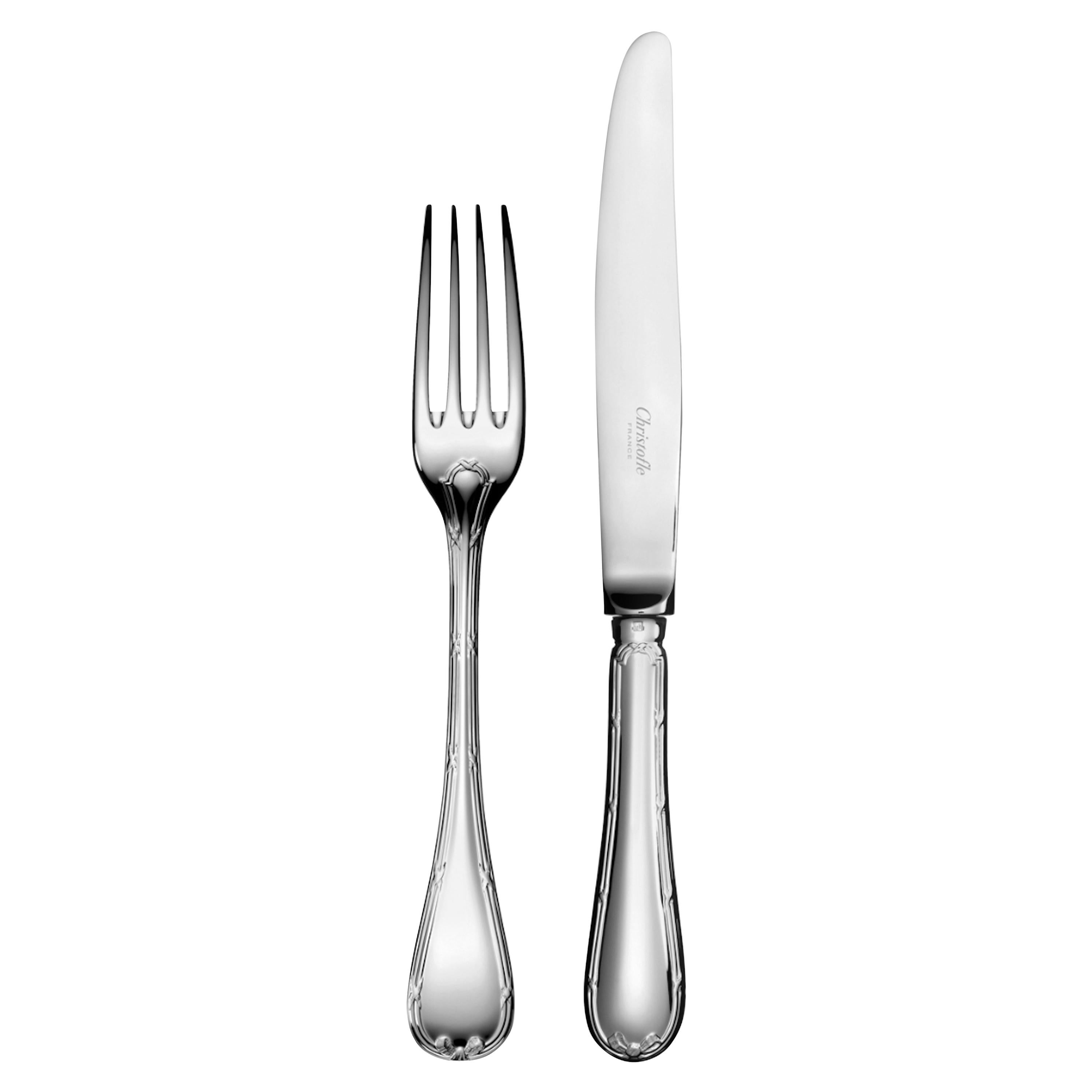 Christofle  24 Silver Plated Set Flatware "Rubans" for 6 For Sale