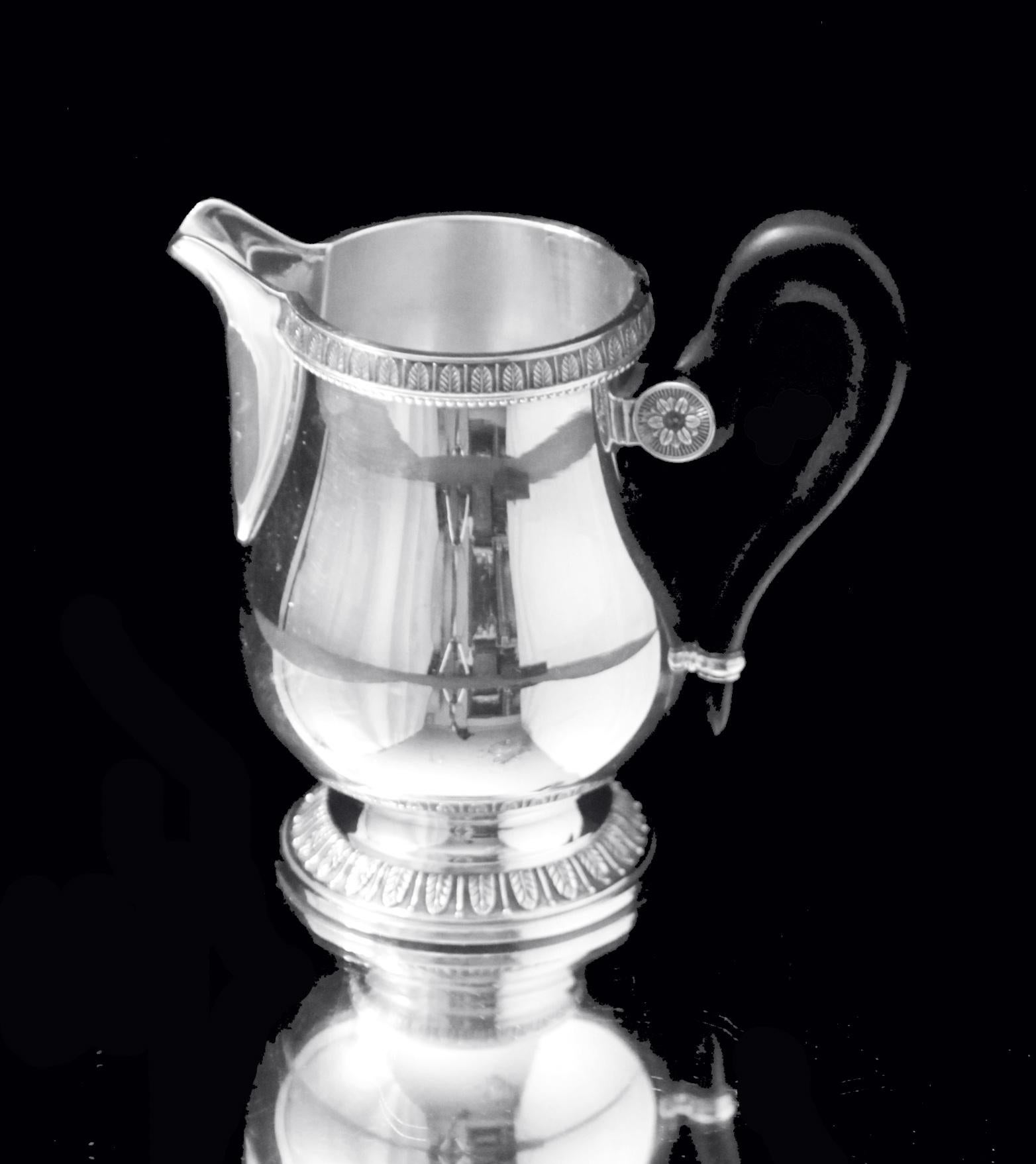 Christofle - 4pc. French Antique Louis XVI Silver Plate Tea Set + Tray, MINT ! For Sale 10
