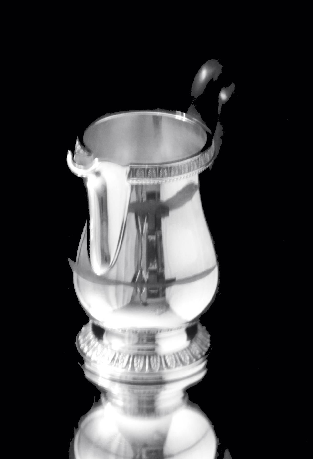 Christofle - 4pc. French Antique Louis XVI Silver Plate Tea Set + Tray, MINT ! For Sale 11