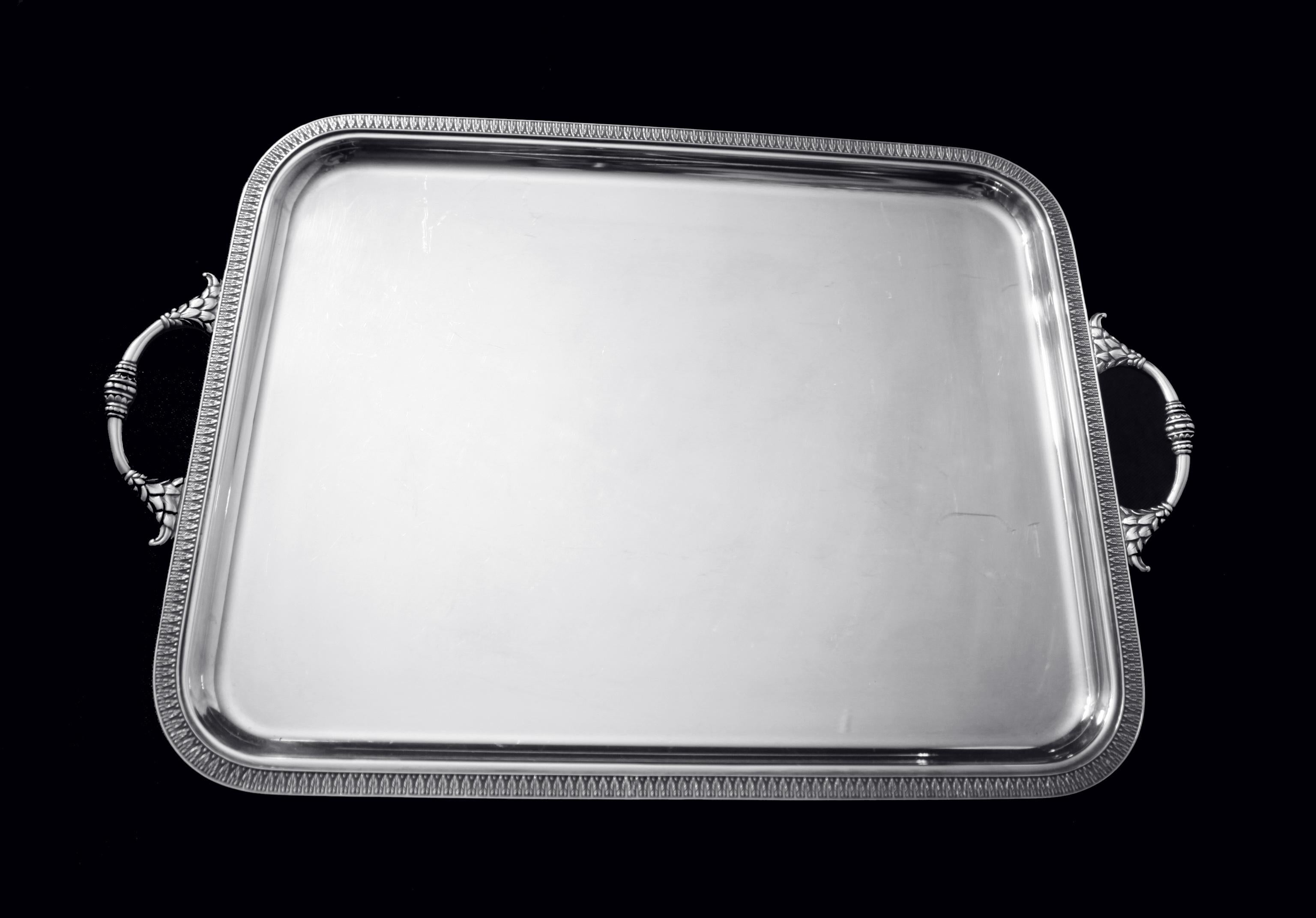 Christofle - 4pc. French Antique Louis XVI Silver Plate Tea Set + Tray, MINT ! For Sale 12