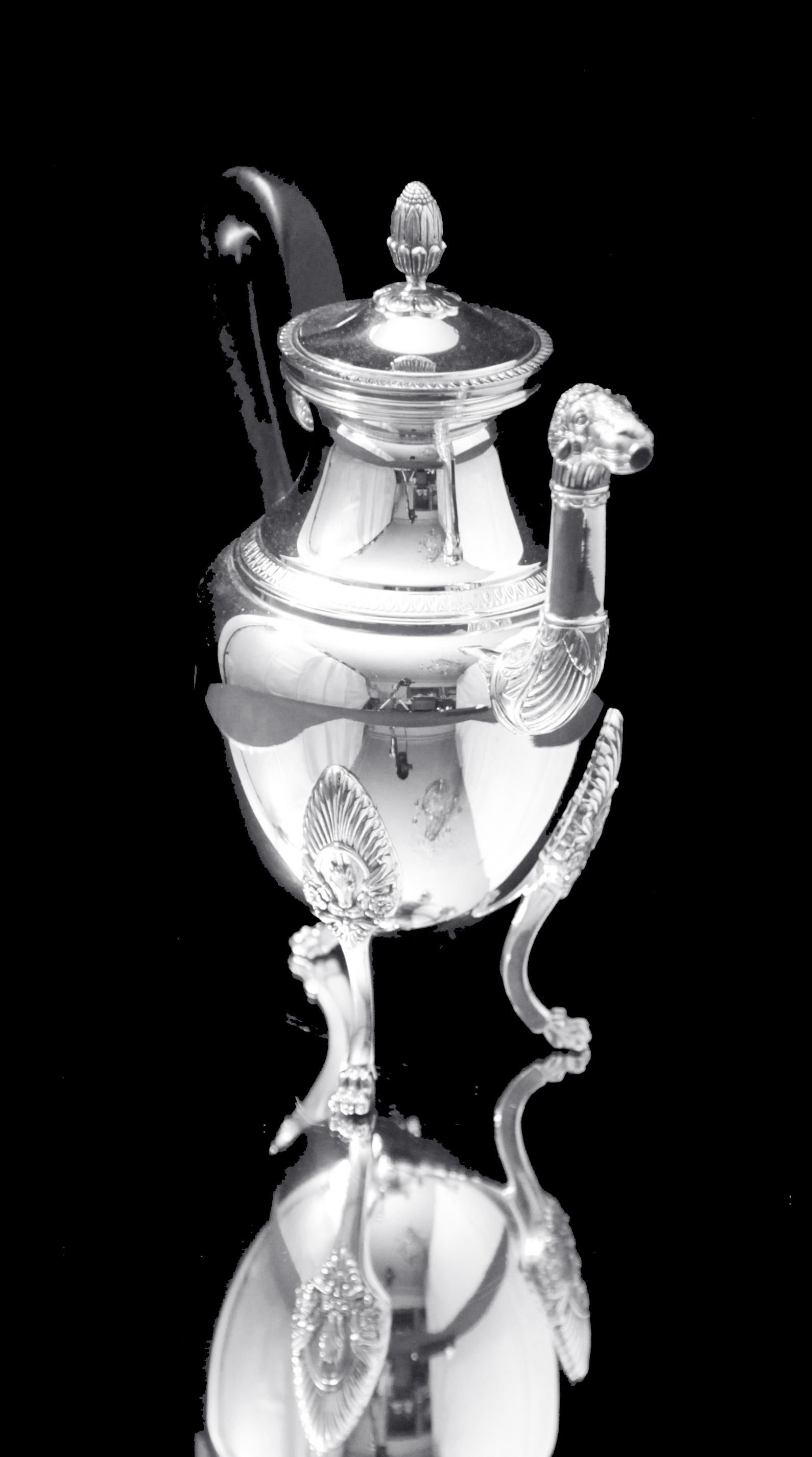 Christofle, 5pc. Silver Plate Empire Style Tea Set with Tray - Museum Quality ! 6