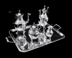 Christofle, 5pc. Silver Plate Empire Style Tea Set with Tray - Museum Quality !