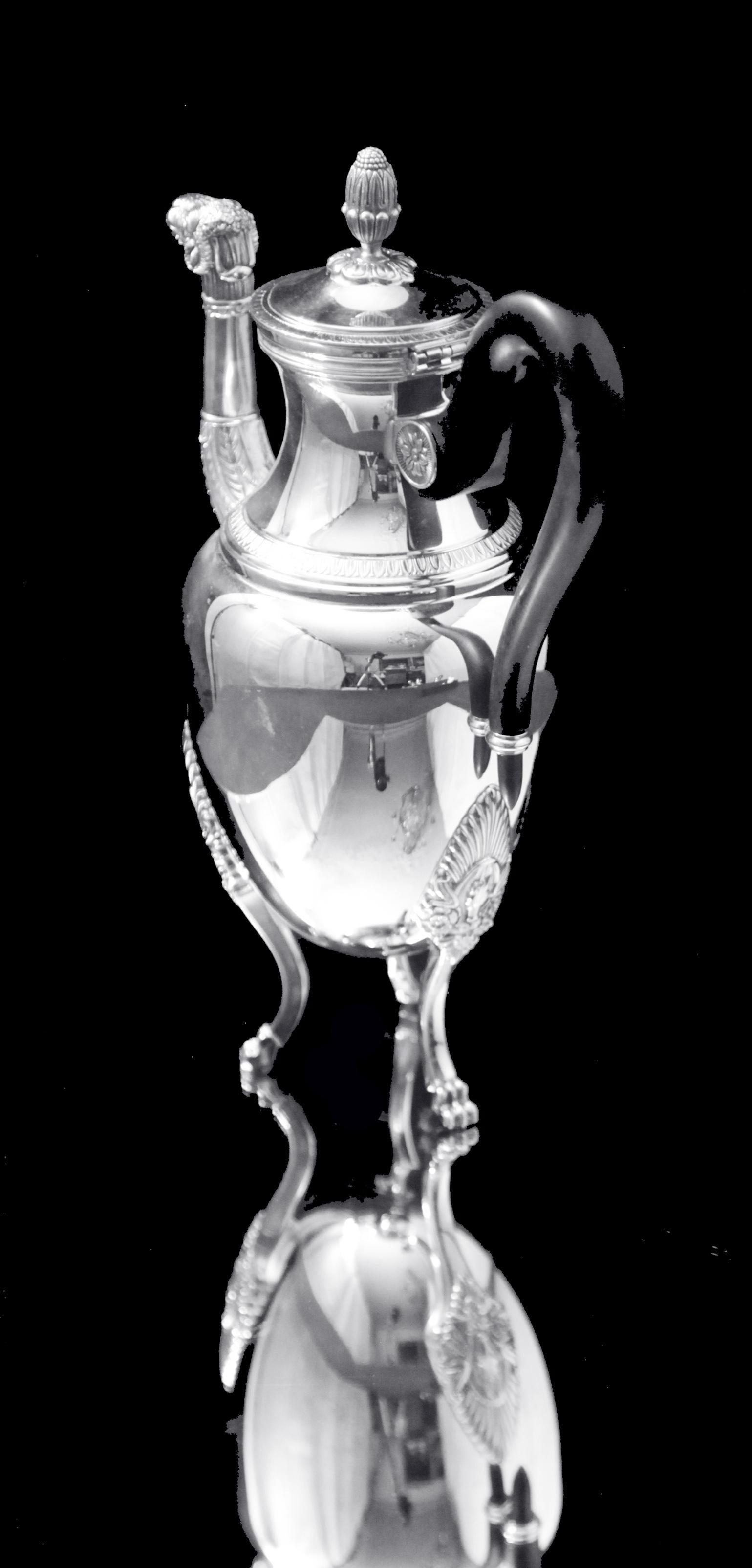 Christofle, 5pc. Silver Plate Empire Style Tea Set with Tray - Museum Quality ! 1