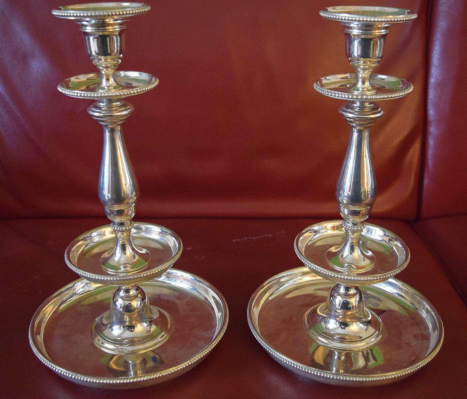 Christofle  A very fine and attractive pair of Antique candle sticks.Silverplate For Sale 9