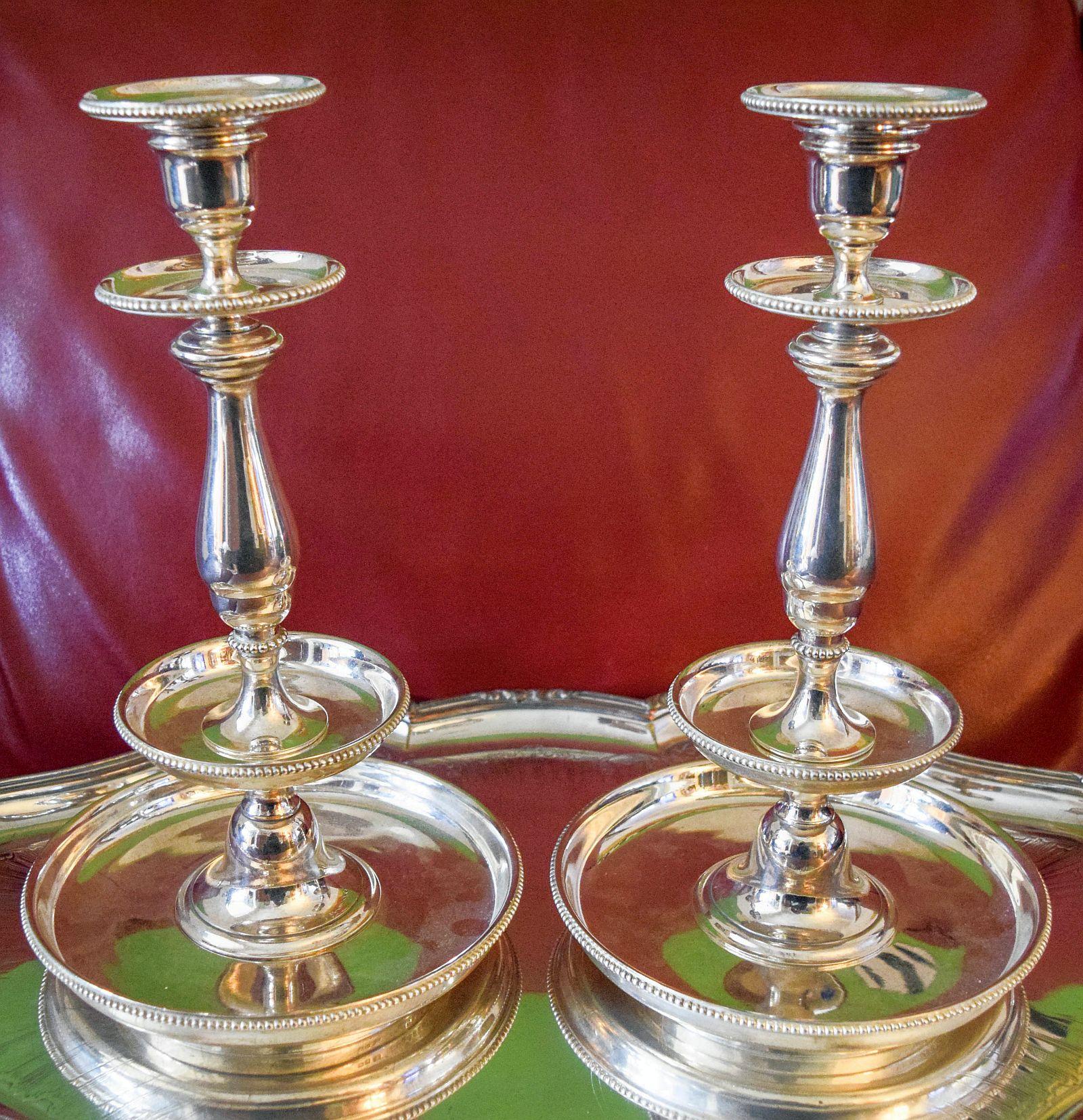 Christofle  A very fine and attractive pair of Antique candle sticks. Silver plate

This extremely rare pair of candlesticks are the finest quality of Christofle.
They are in excellent condition,heavy in weight fully signed and stamped
