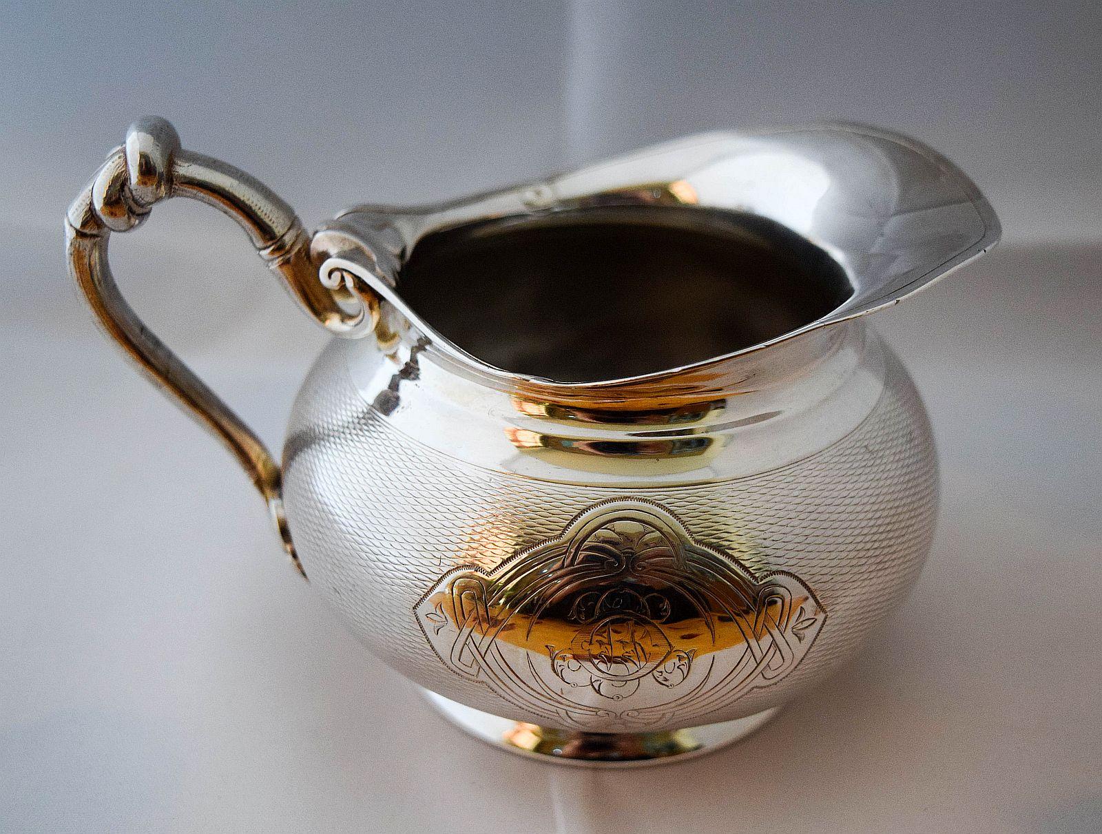 Christofle Antique 19th Century Guilloche 1890's Grand Tea set.Rare beauty For Sale 16
