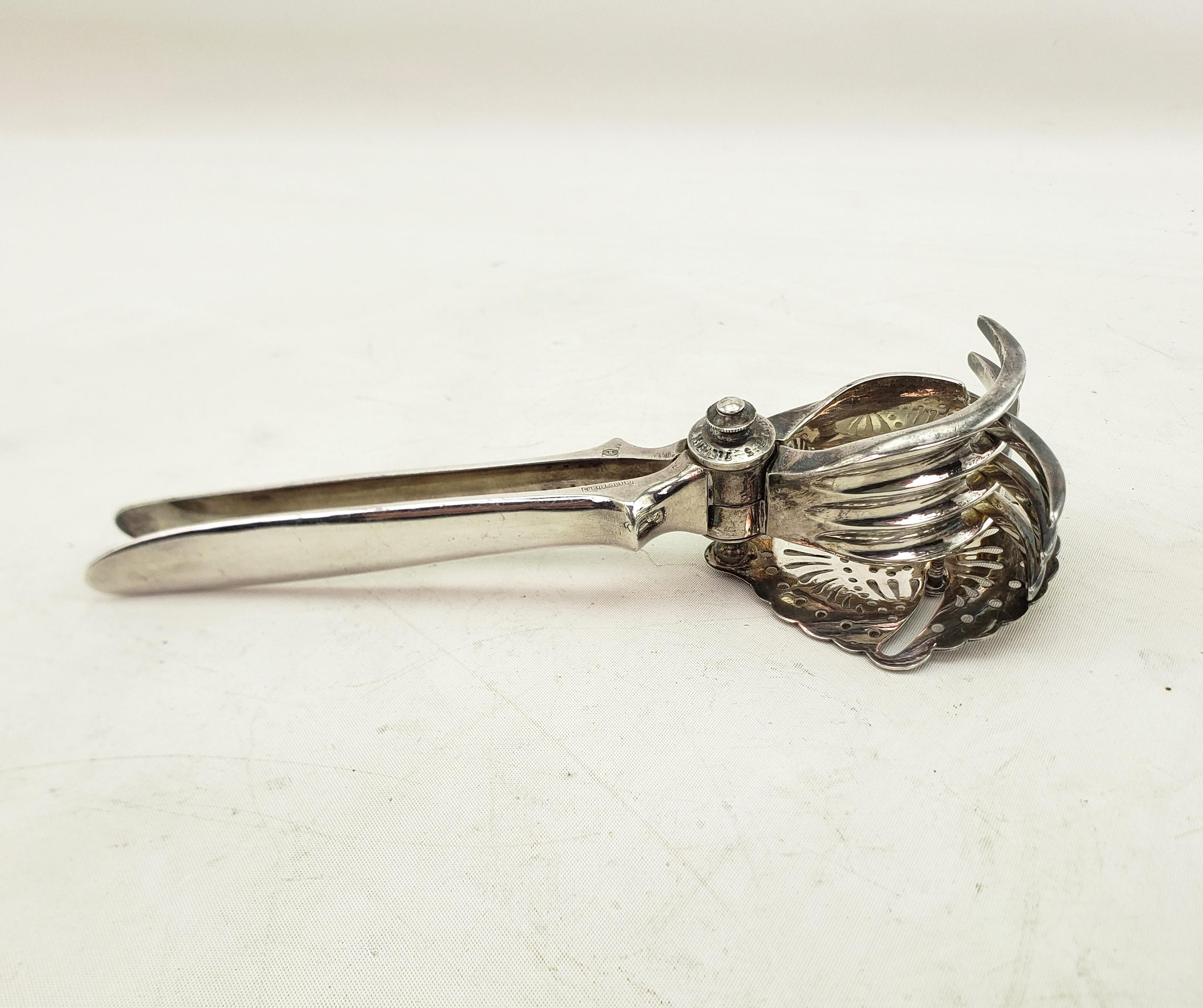 French Christofle Antique Silver Plated Citrus Hand Press or Lemon Squeezer For Sale