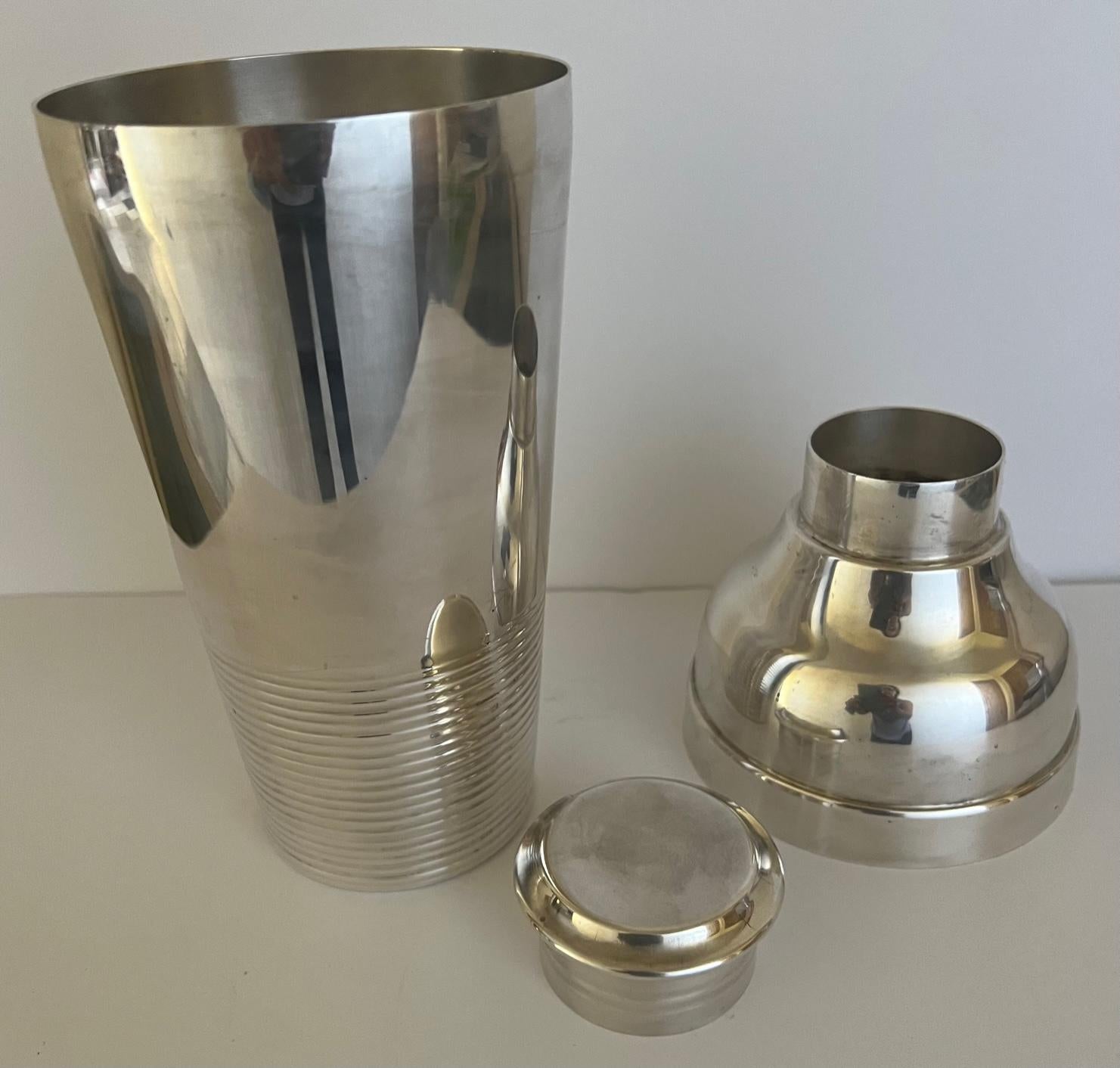 Silver Plate Christofle Art Deco Cocktail Shaker Designed by Luc Lanel, C. 1930's For Sale