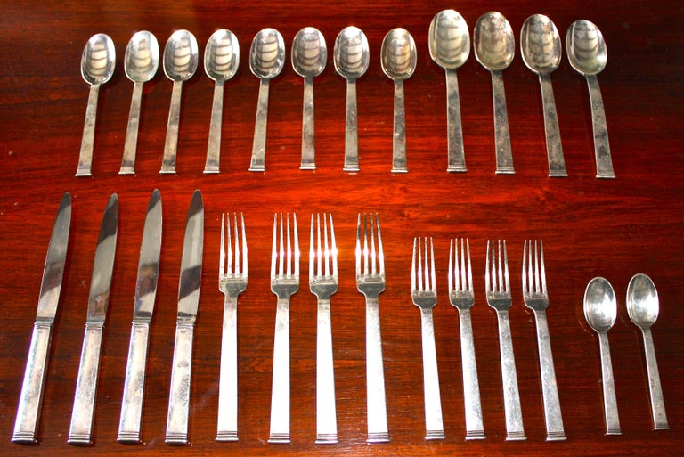 Christofle Art Deco "Commodore" Sterling Silver Set of Four '26 Pieces' For  Sale at 1stDibs