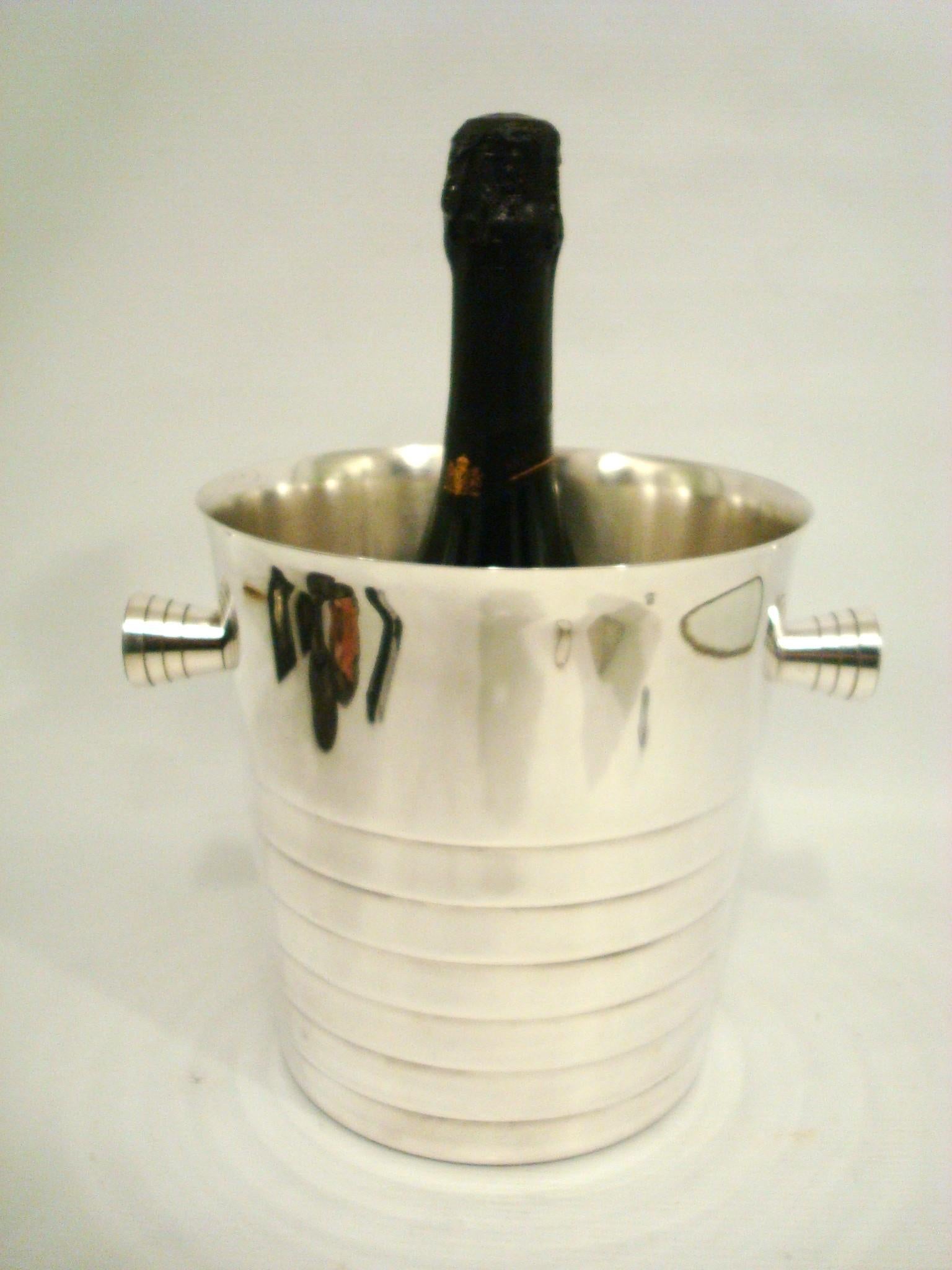 Christofle Art Deco Design Champagner, Weinkühler, Frankreich, 1980er Jahre im Angebot 2