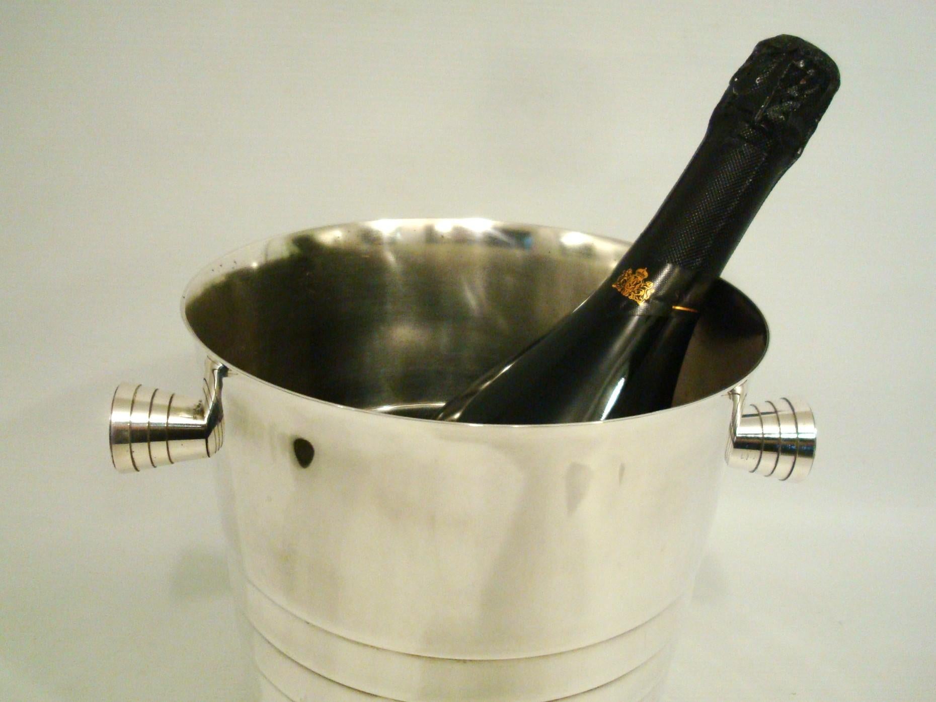 Christofle Art Deco Design Champagner, Weinkühler, Frankreich, 1980er Jahre im Angebot 1