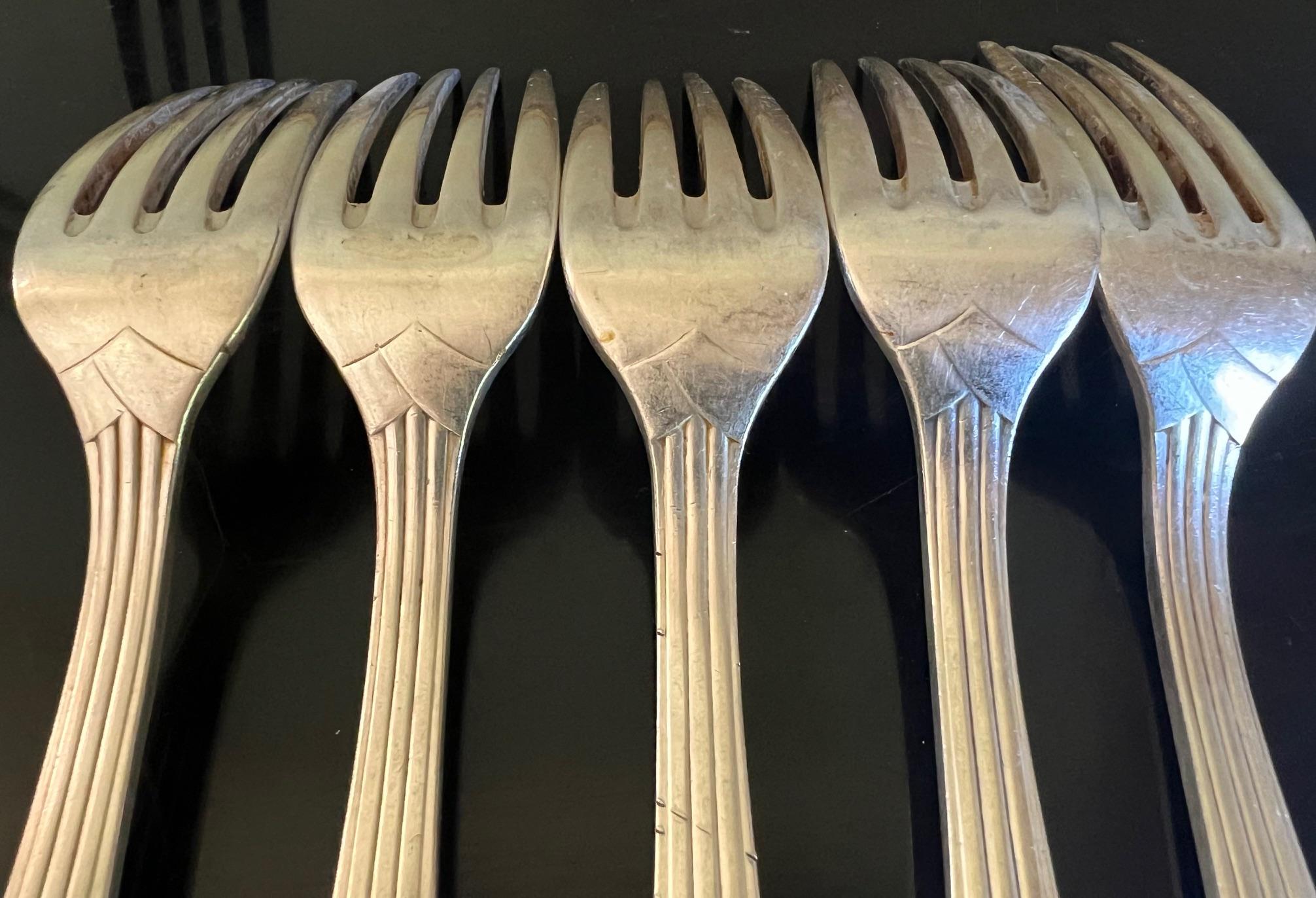 Christofle Art Deco Hotel Silver Flatware Set & Ladle, c. 1930's 13