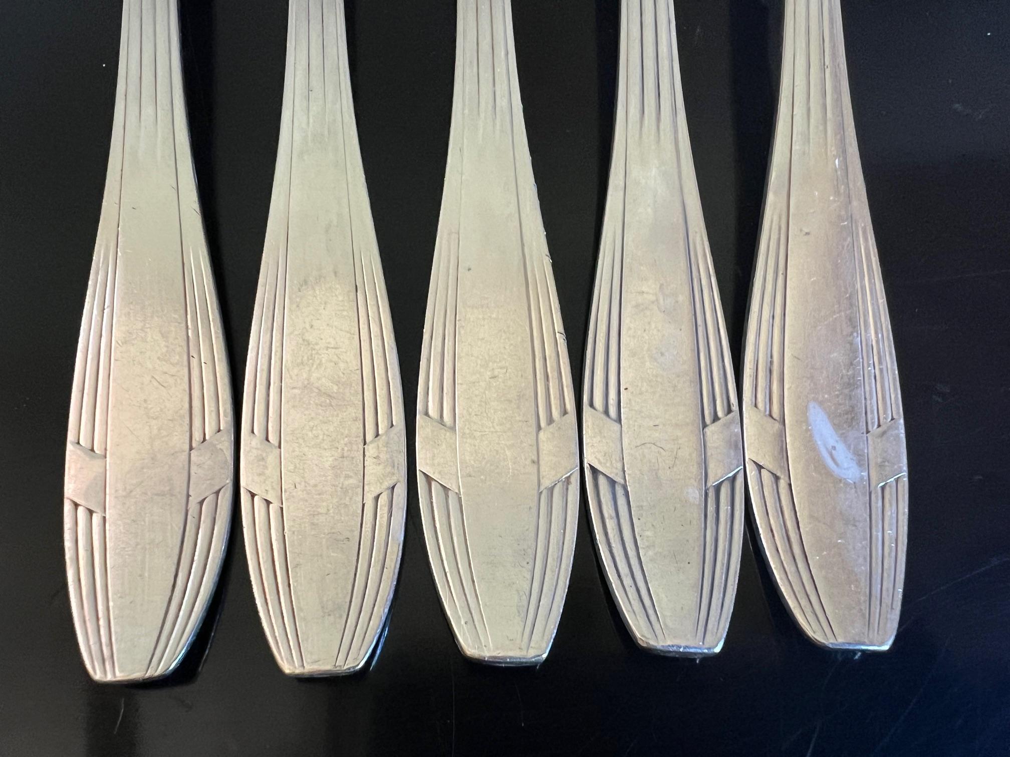 Mid-20th Century Christofle Art Deco Hotel Silver Flatware Set & Ladle, c. 1930's