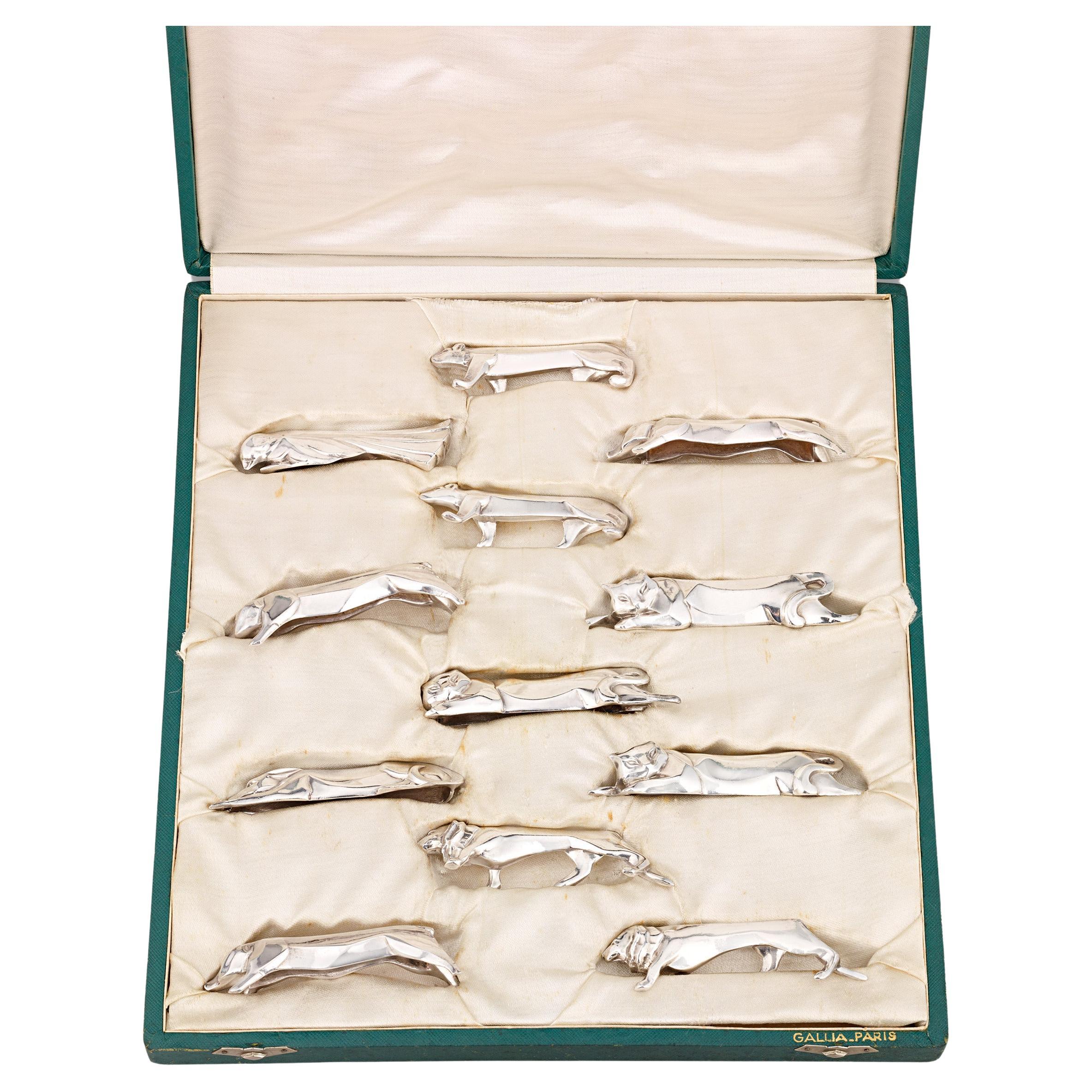 Christofle Art Deco Knife Rests, Set Of 12 For Sale