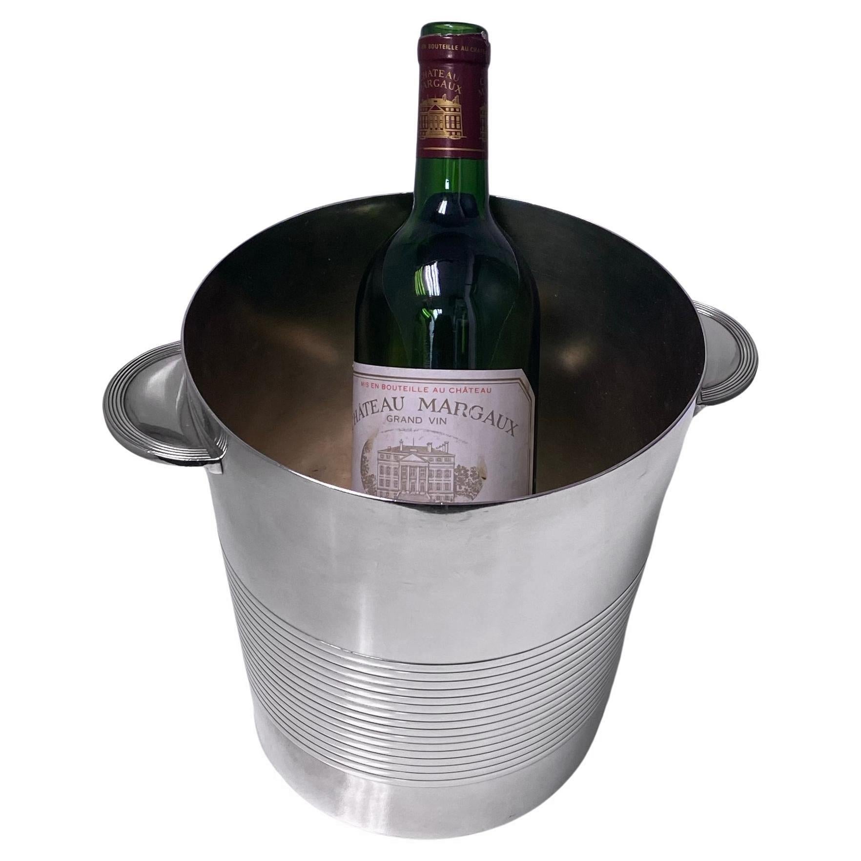Silver Plate Christofle Art Deco Luc Lanel design Champagne Wine Bucket Cooler, C.1950 For Sale