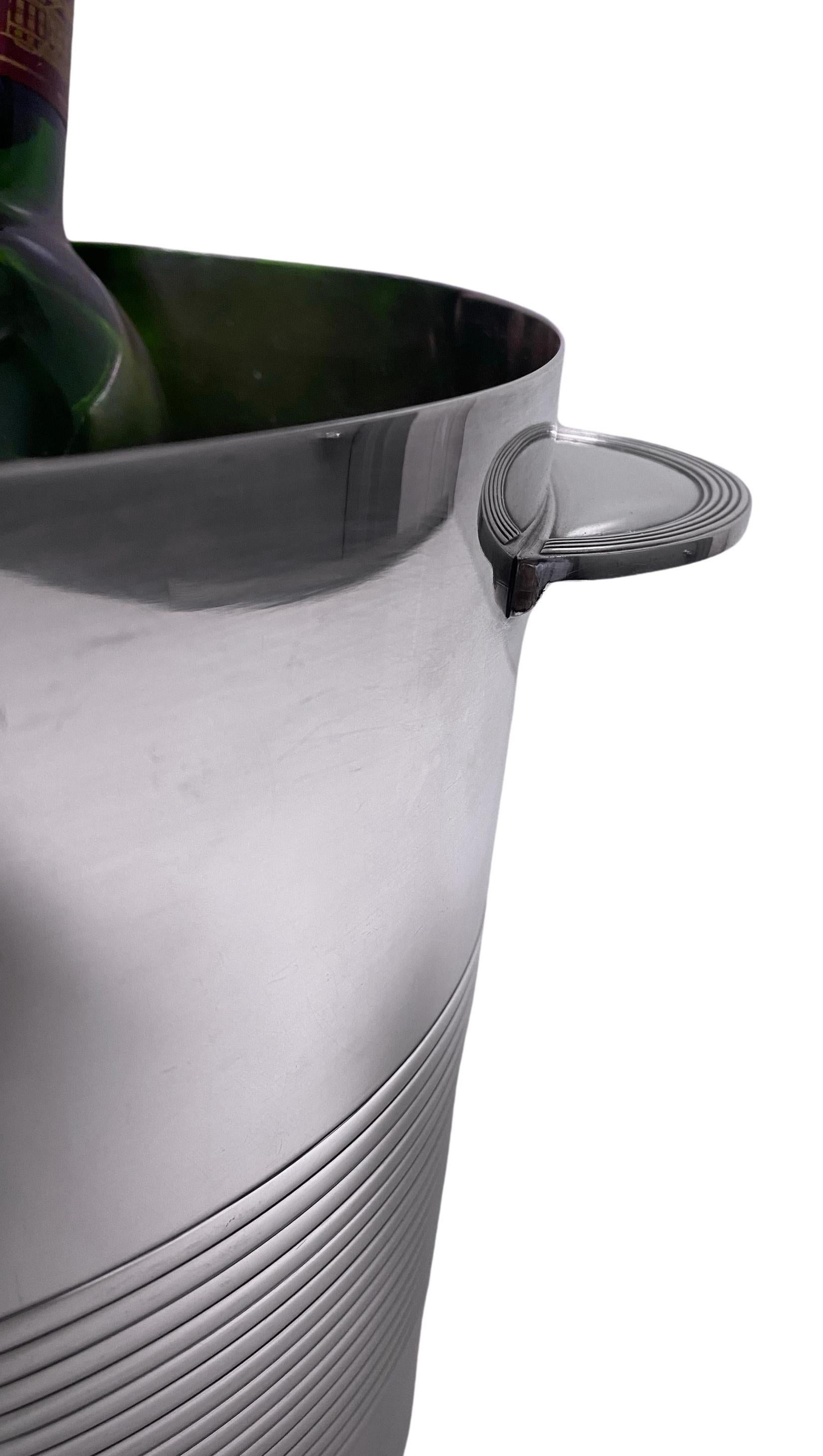 Christofle Art Deco Luc Lanel design Champagne Wine Bucket Cooler, C.1950 For Sale 1