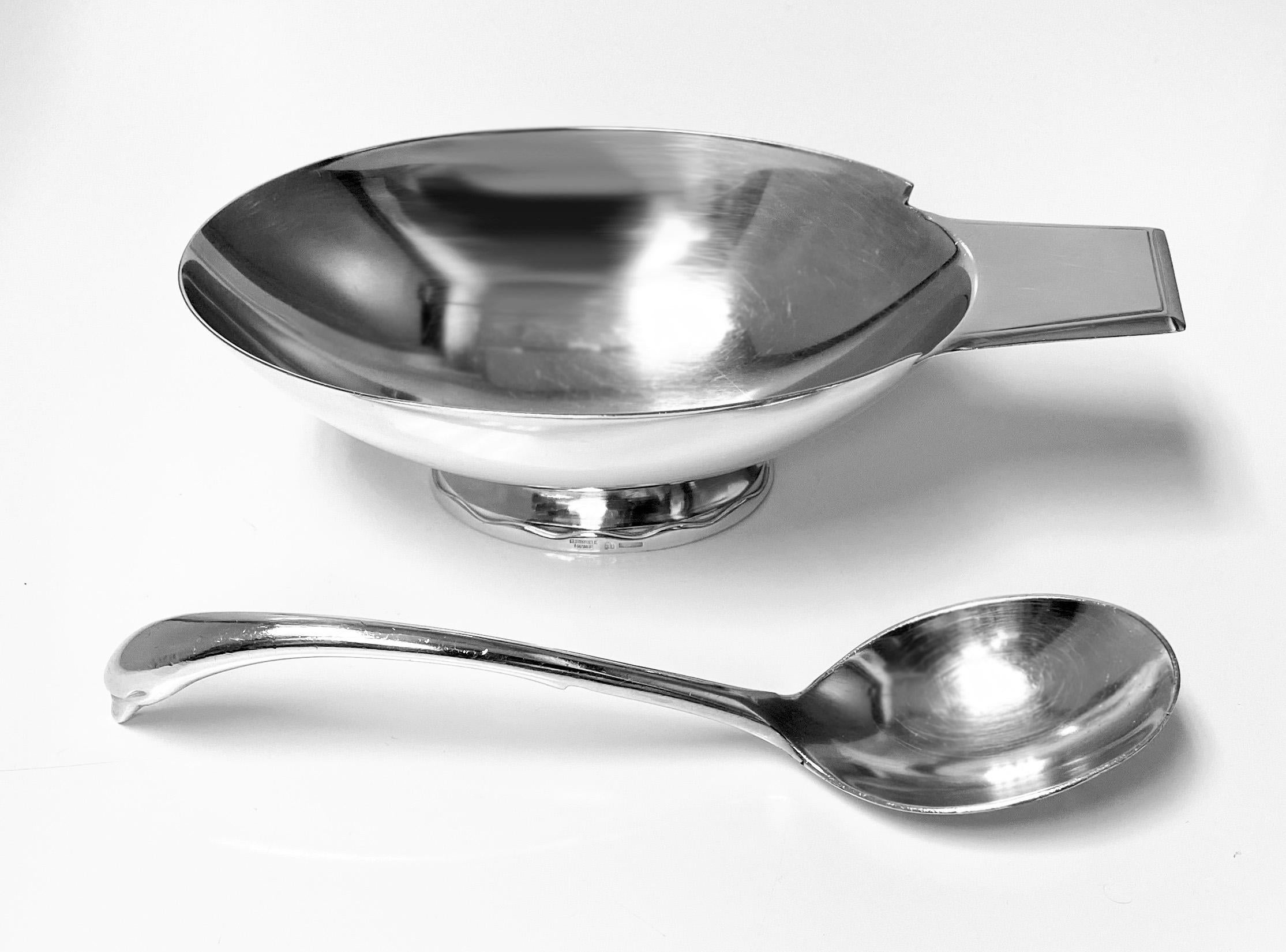 French Christofle Art Deco Silver Plate Sauceboat and Ladle C.1935