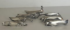 Christofle Art Deco Silver Plated Knife Rests Designed by Sandouz, Set of 7