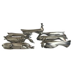 Christofle Art Deco Silver Plated Knife Rests Designed by Sandouz, Set of 7