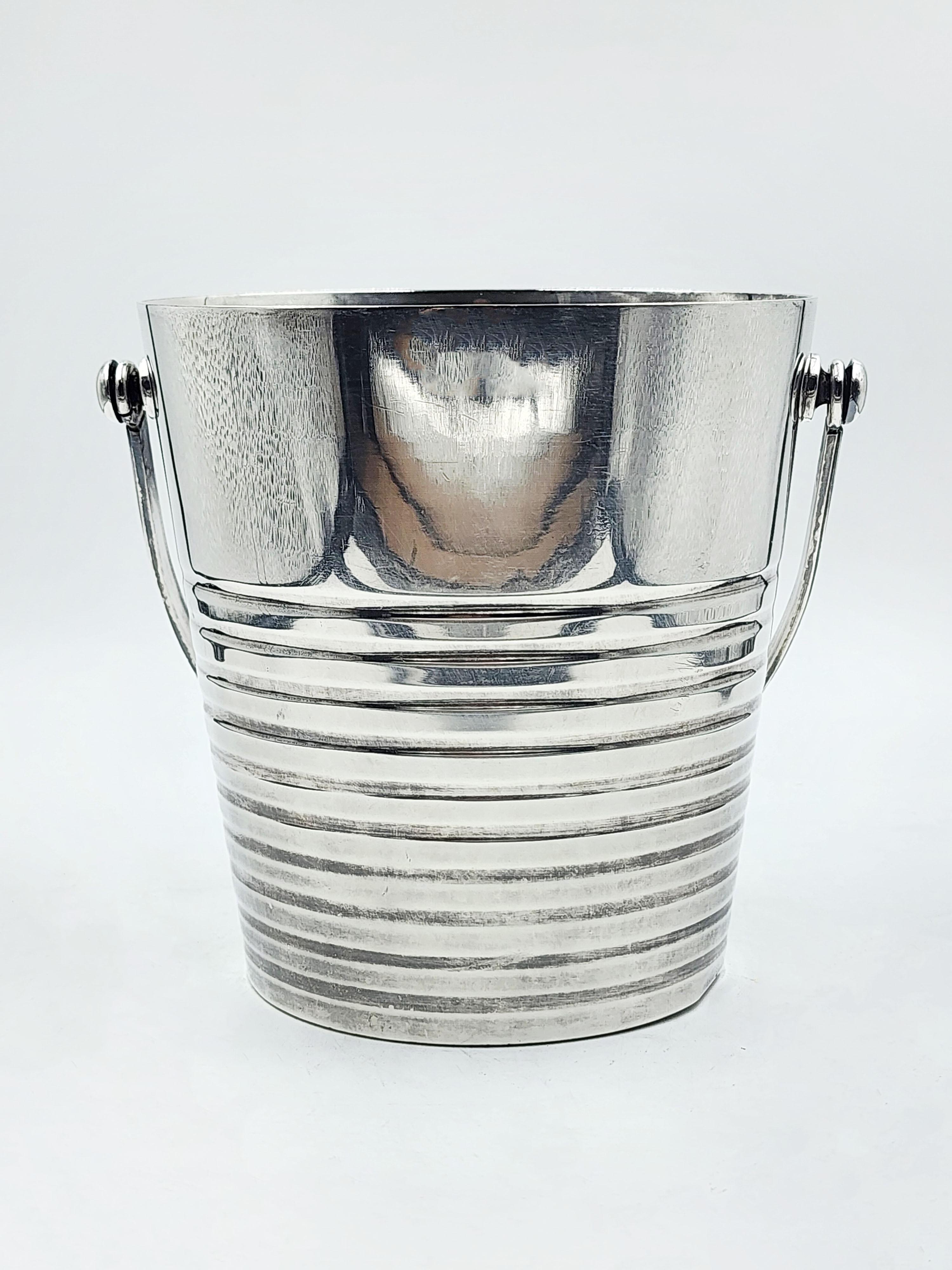 20th Century Christofle Art Deco silver-plated metal ice bucket by Luc Lanel, 1930s